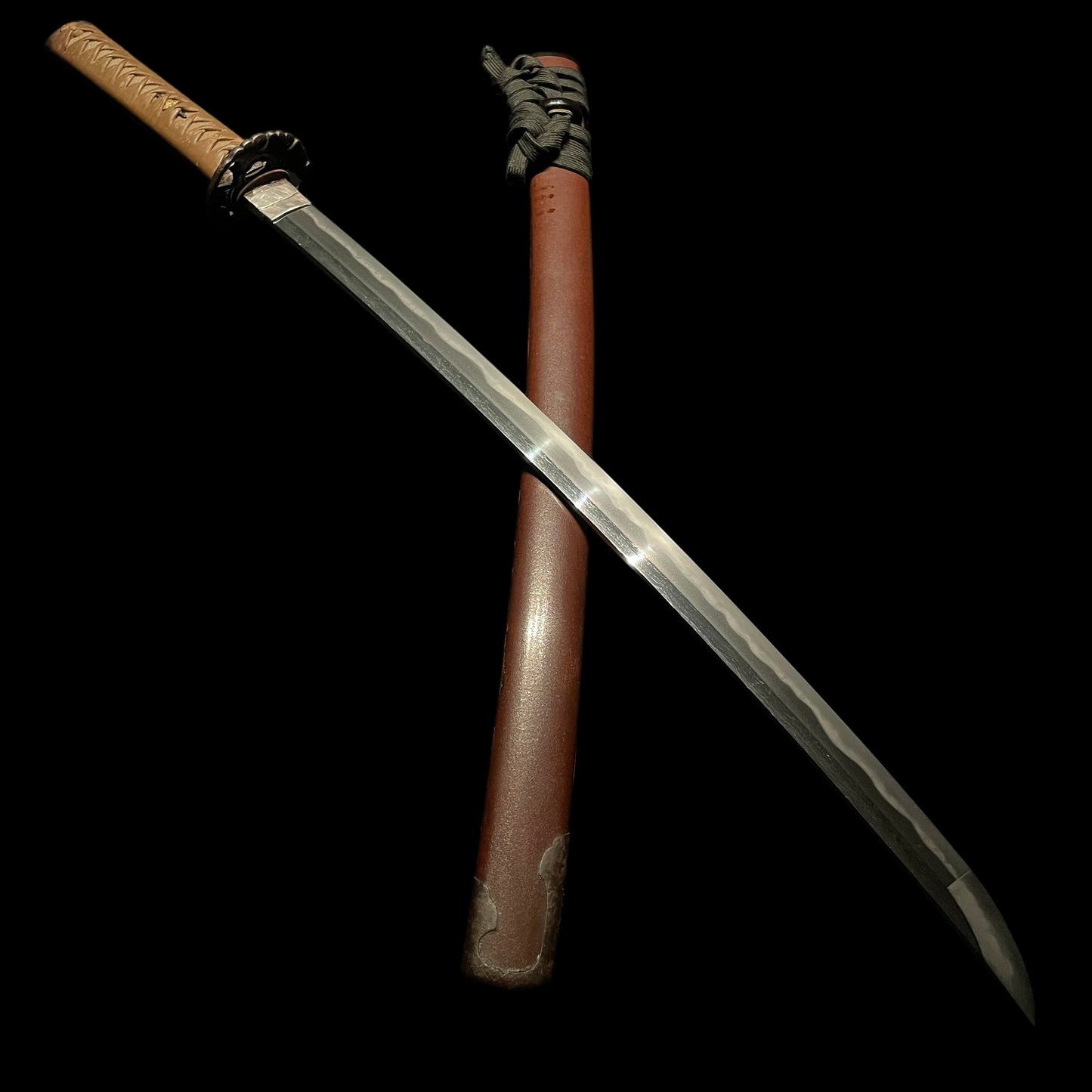 Ookissaki 大切先 Long Wakizashi, Choshuju Yuken 長州住友賢 signed Tsuba, Early Edo period mumei