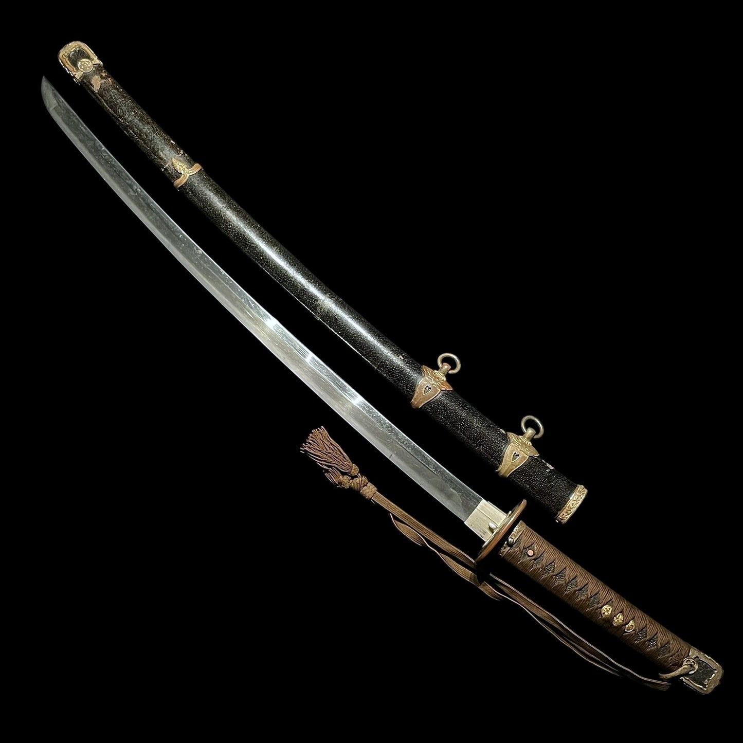 NAVY GUNTO 海軍刀, Rayskin Scabbard, with Tassel, WW2 Original, Japanese Officer Sword
