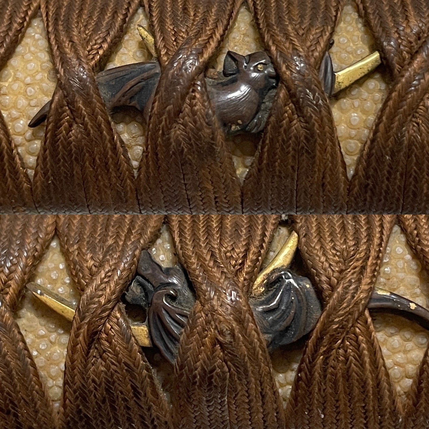 Bat Menuki 蝙蝠目貫, Handachi-Koshirae 半太刀拵 Wakizashi, Edo period mumei