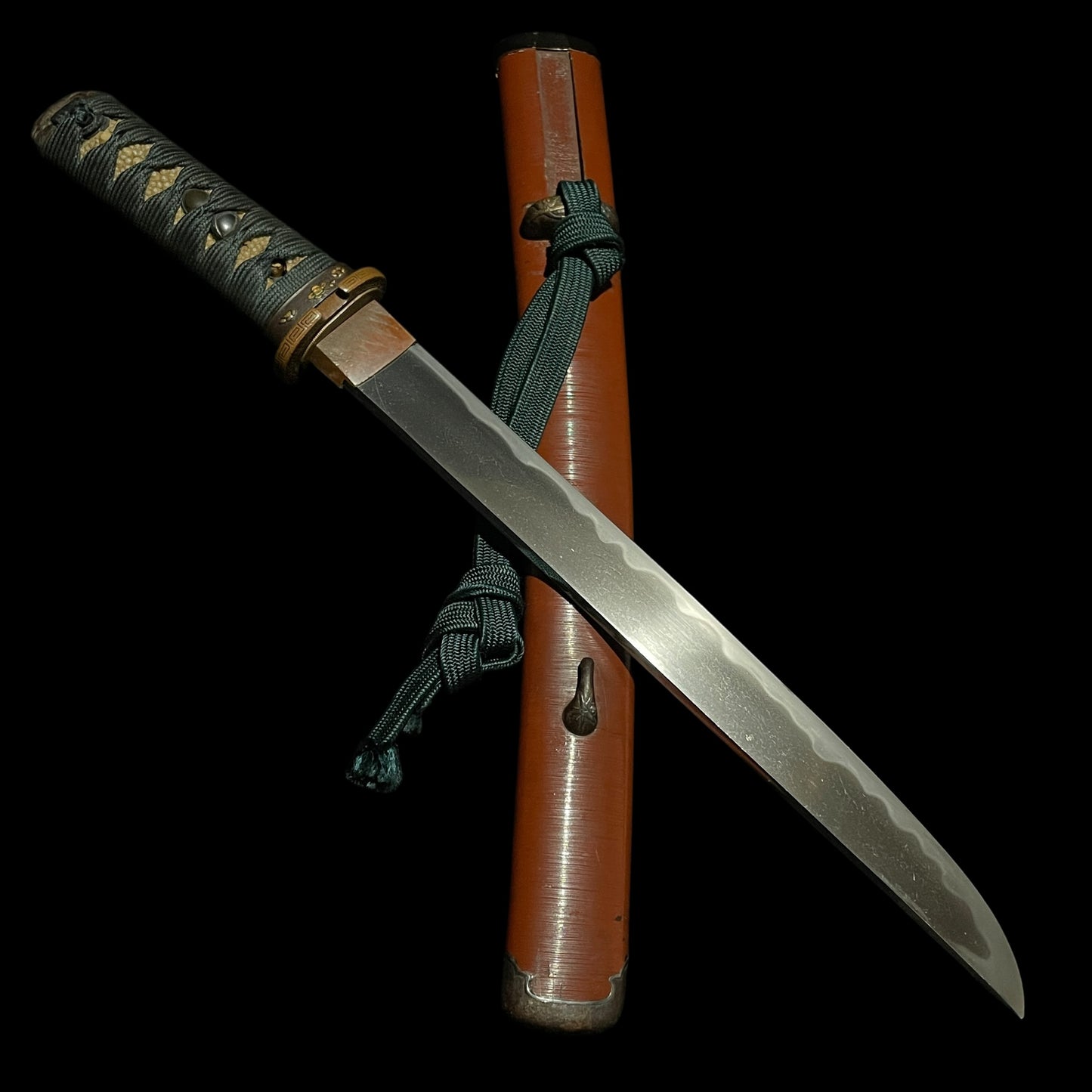 Dragonfly Fittings Red TANTO,  Hokinokami Fujiwara Nobutaka 伯耆守藤原信高 signed, Edo period