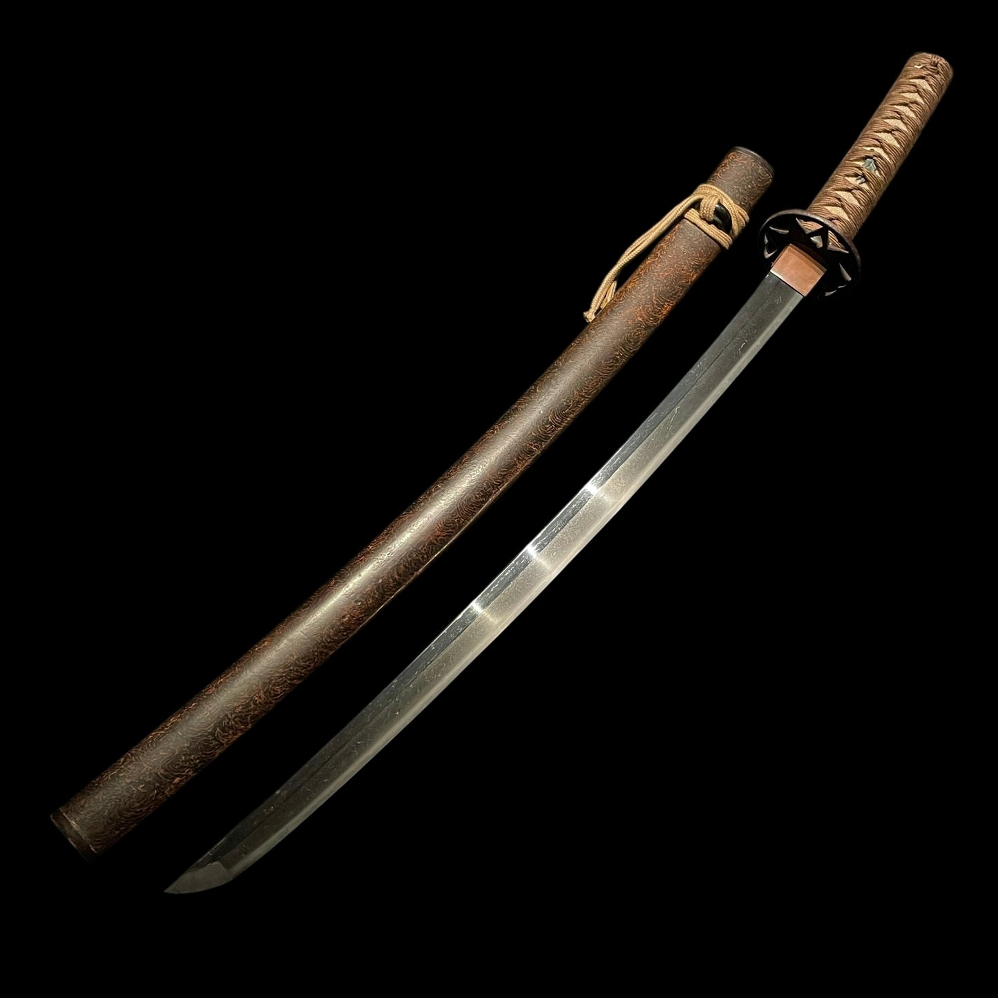 Long Wakizashi, ShibuichiFuchikashira 四分一縁頭, Edo period mumei