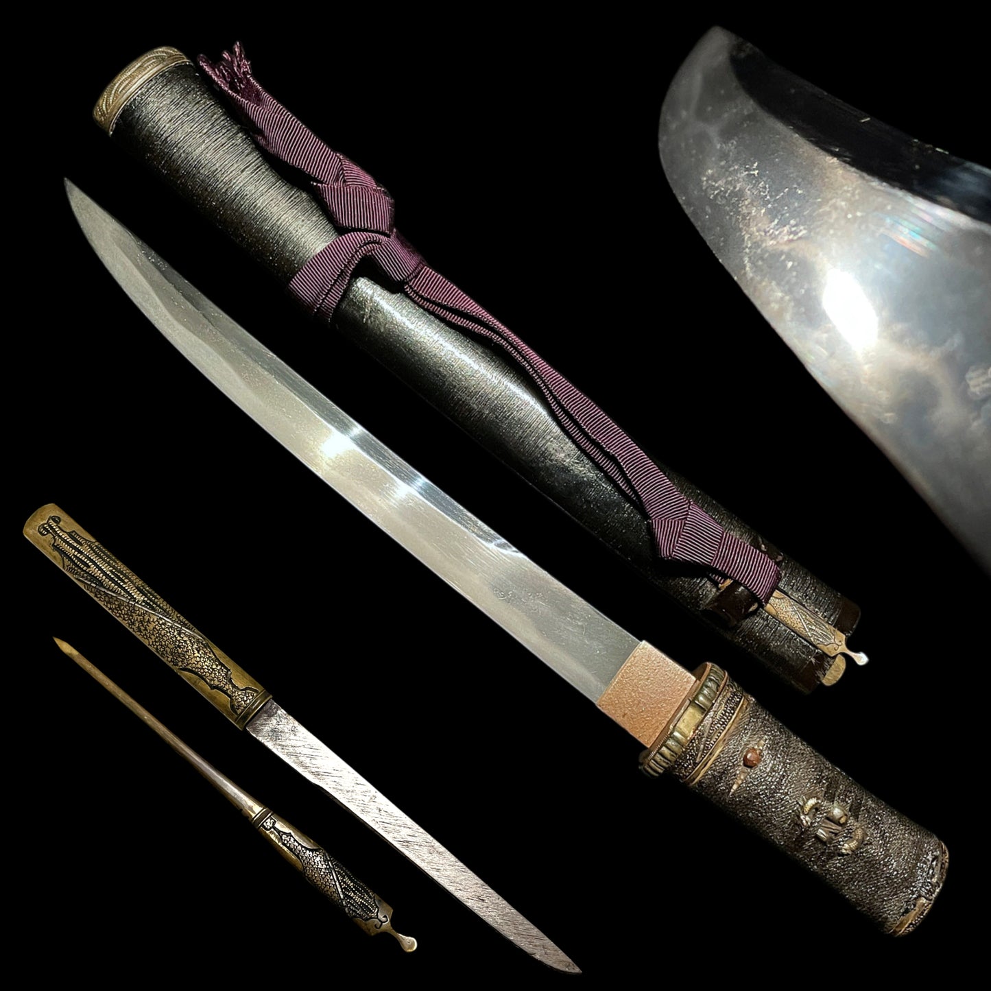 Unokubi-Zukuri 鵜首造, Matsushiro Koshirae TANTO 松代拵短刀, with Kozuka Kogai, Edo period