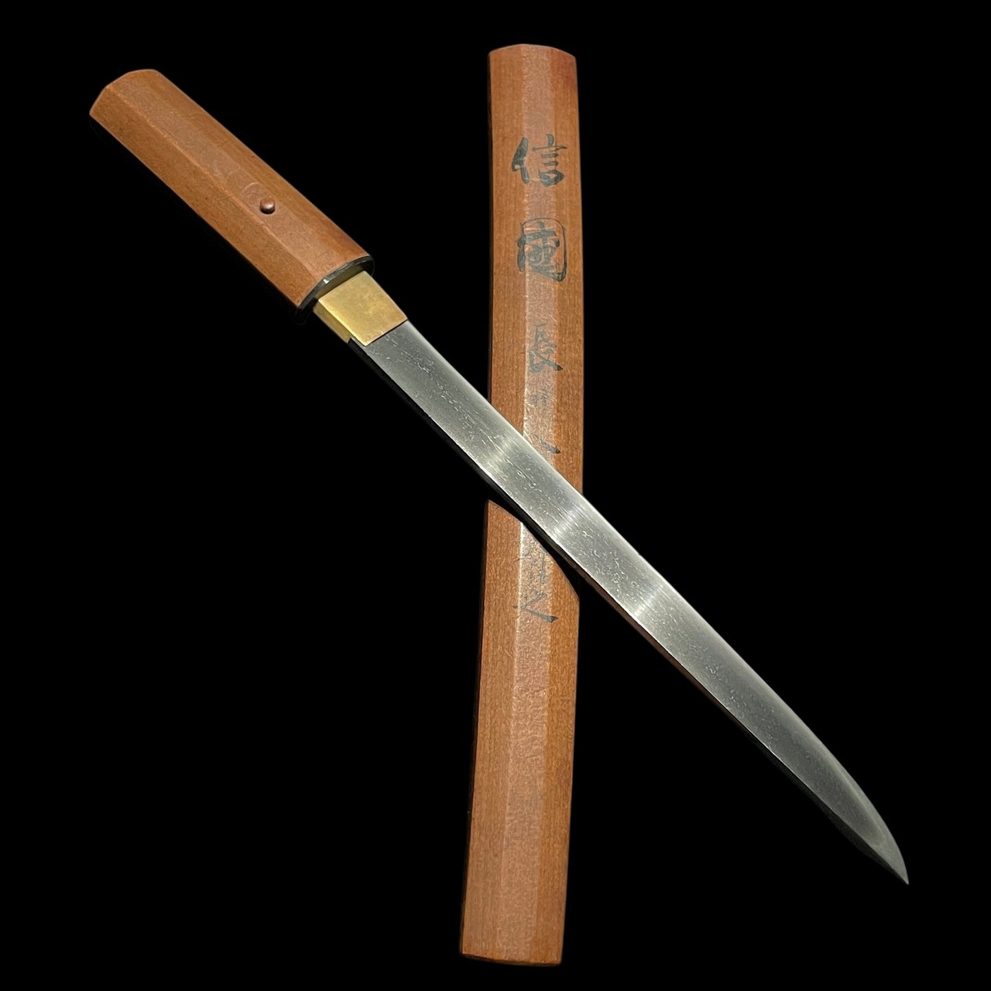Nobukuni 信國 signed TANTO, Inlaid signature 象嵌銘, Sayagaki 鞘書, Muromachi period