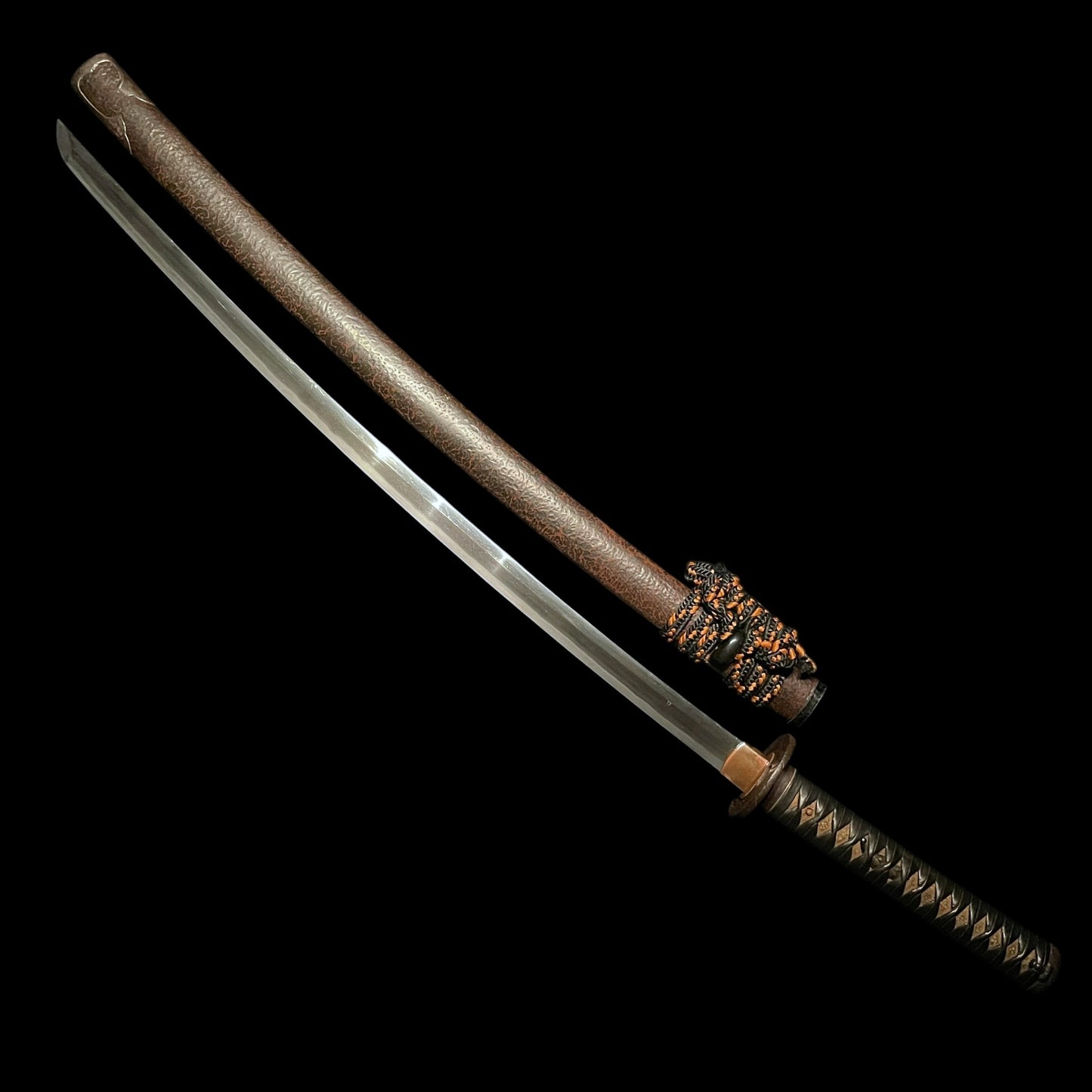 Minamoto Sae 源左衛 signed KATANA, Shakudo Myoga Menuki, Iron Fittings, Muromachi period