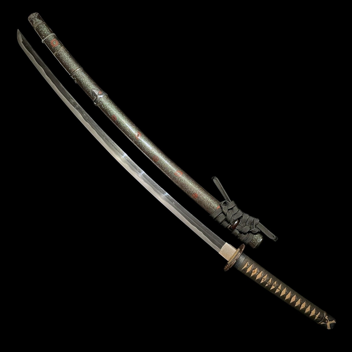 Handachi Koshirae 半太刀拵 KATANA, Umetada 埋忠 signed Tsuba, Aogaichirashi Saya 青貝散鞘