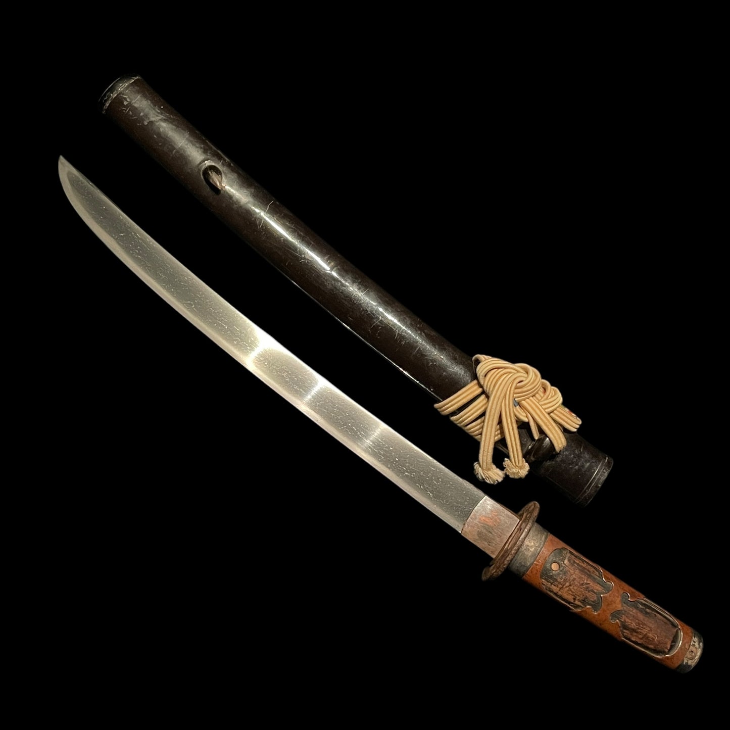 Hirazukuri Wakizashi 平造脇差, Ukyozuka 右京柄, with Shirasaya, Edo period mumei