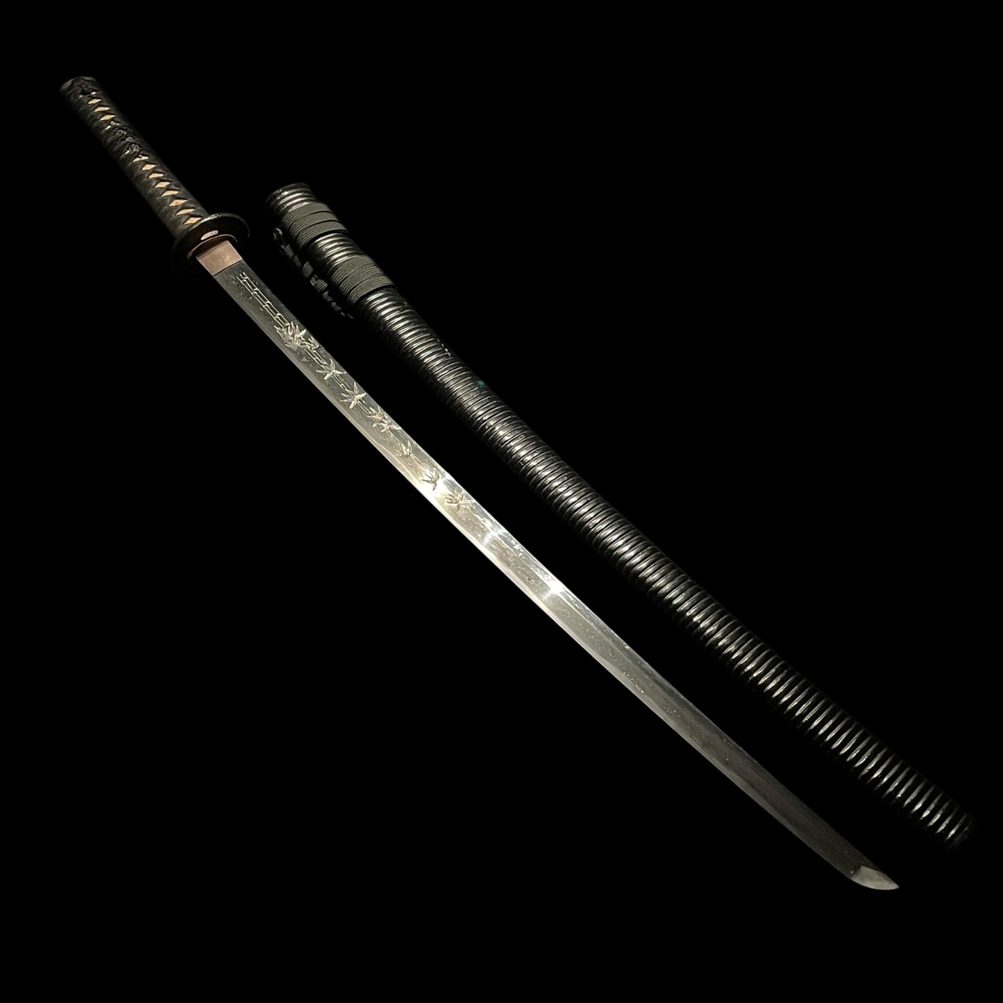 HIRIMONO 彫物 KATANA,笹竹 Sasatake Bamboo, Hizenkokuju Tadahiro 肥前國住忠廣 signed, Edo period