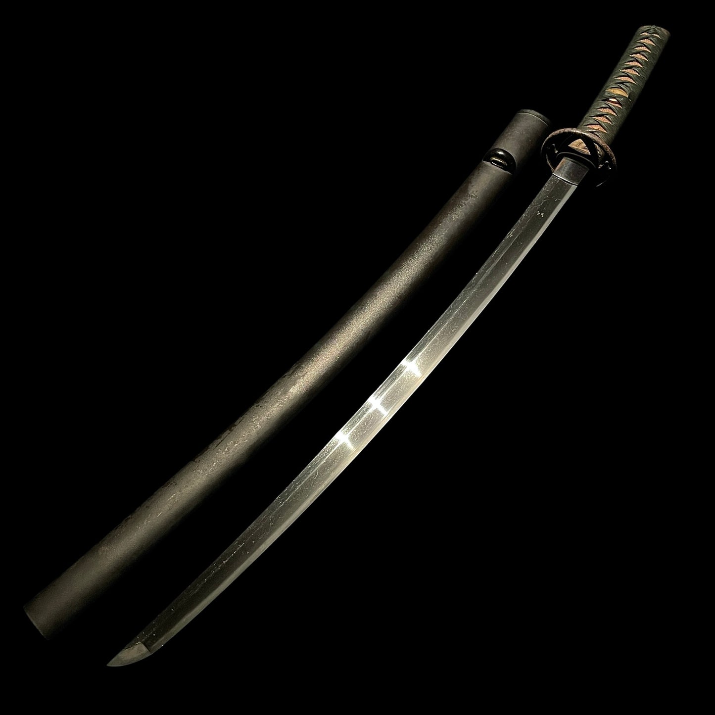 Higonokami Kuniyasu 肥後守国康 signed Long Wakizashi, Waterfowl Brass Fuchikashira, Edo period