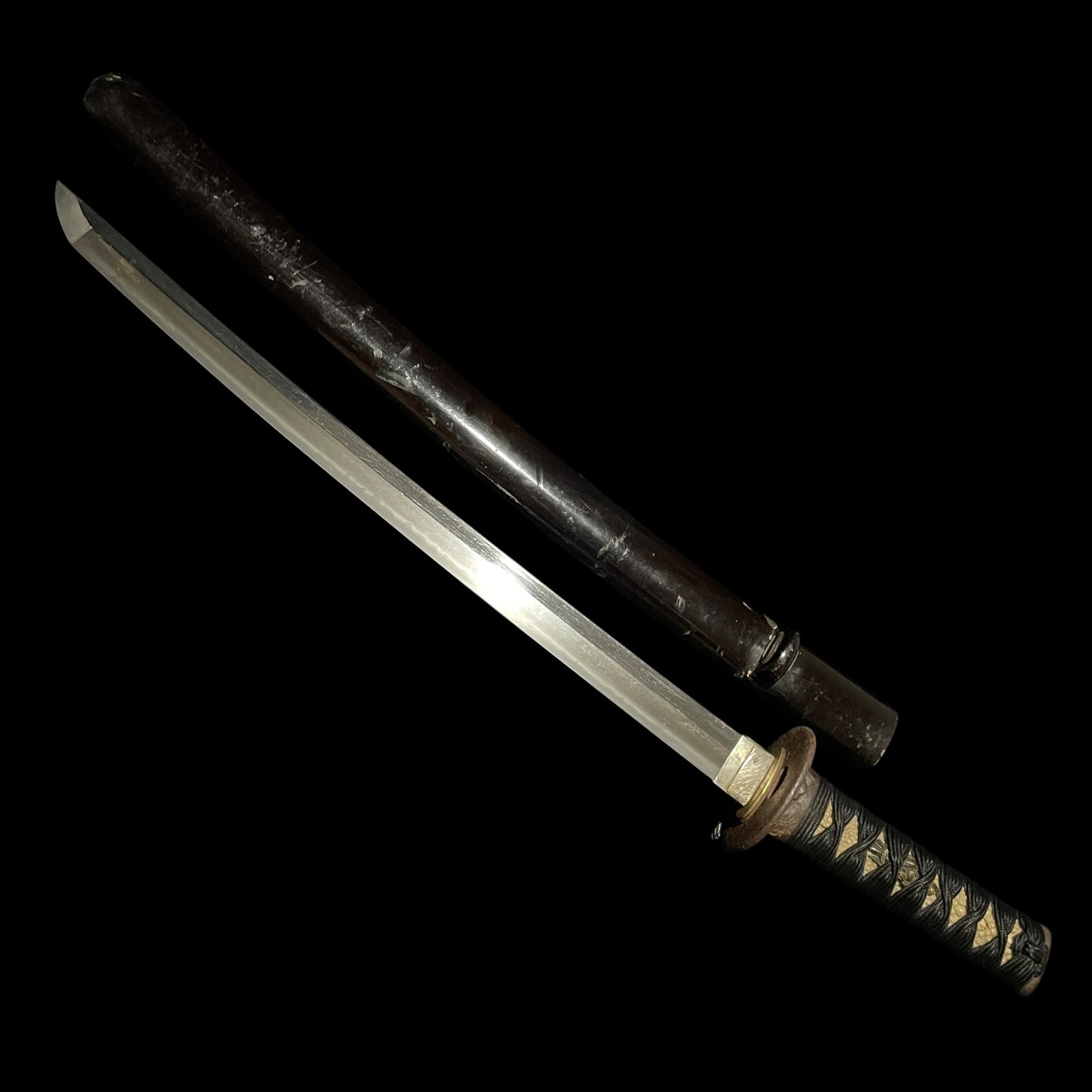 Short Black Wakizashi, Dragon Kashira, Edo period mumei