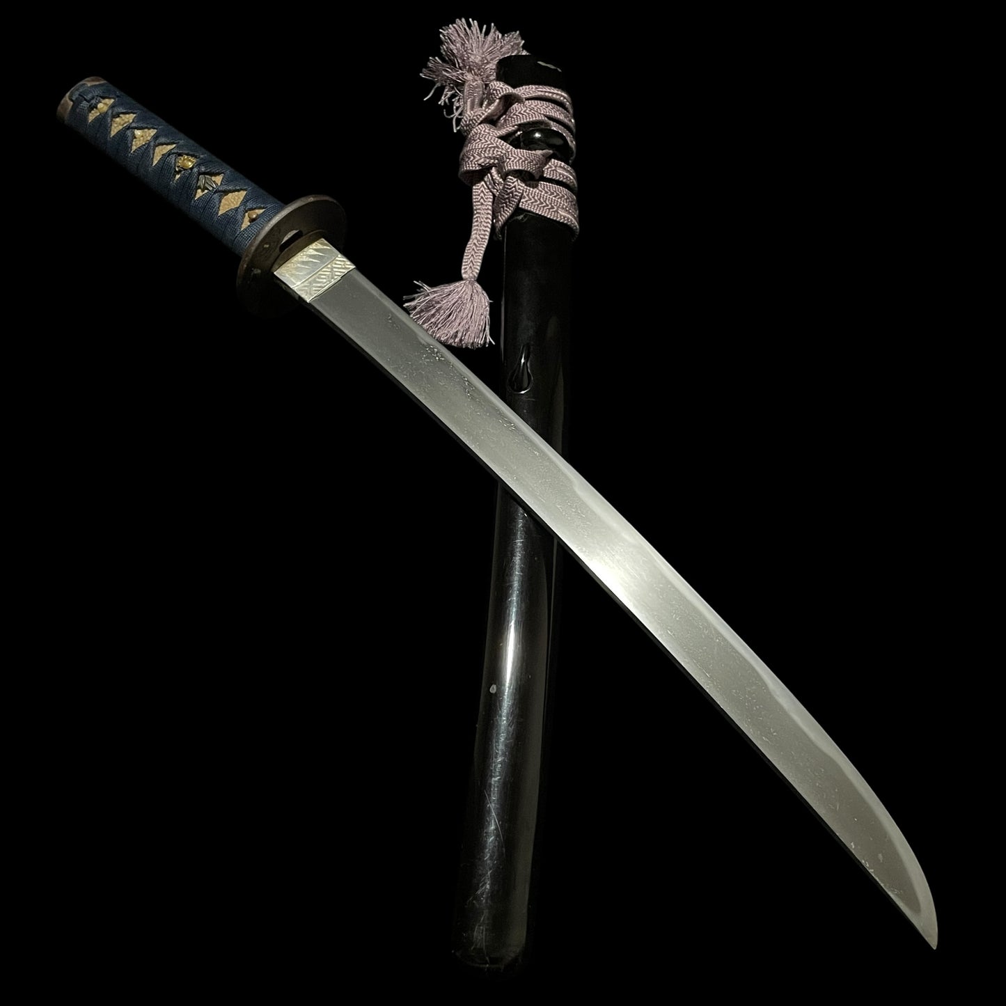 Hirazukuri Wakizashi, Butterflies and peonies Fittings, Enju Nobukatsu signed Kozuka