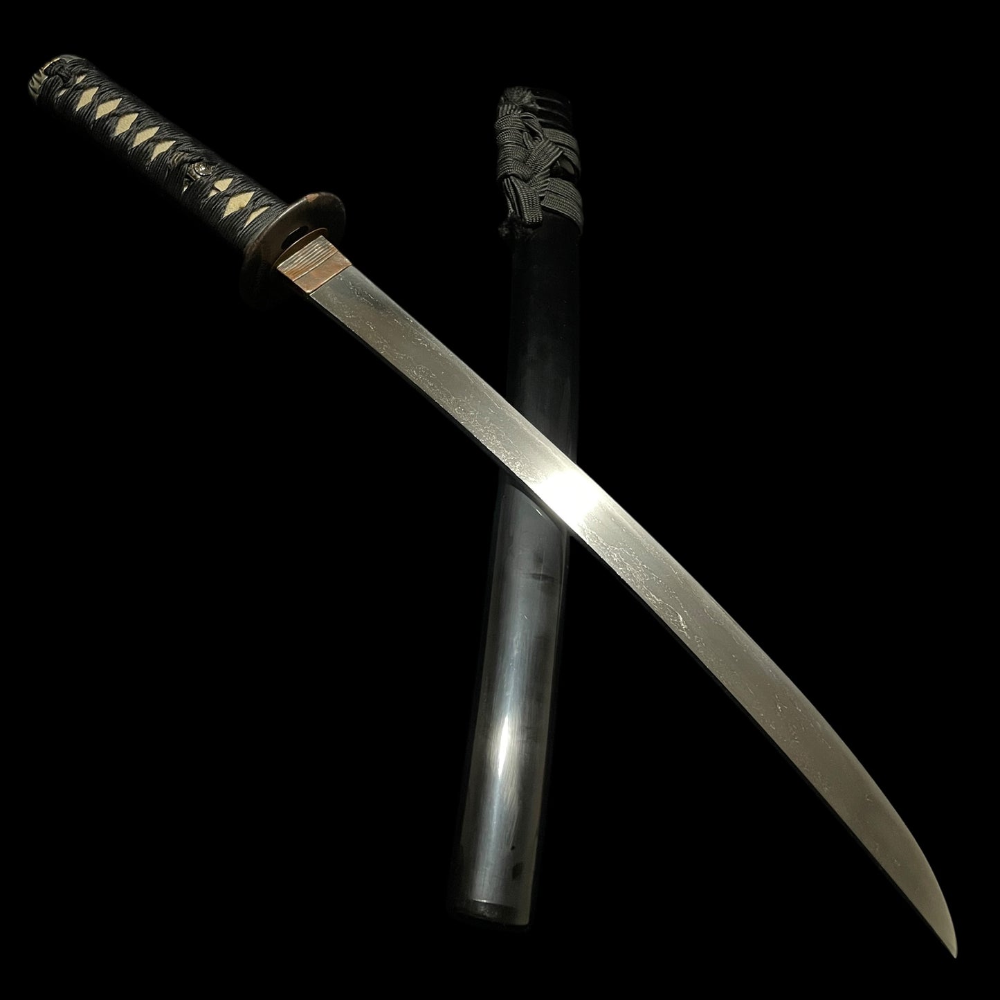 Wide Hirazukuri Wakizashi, Masahiro 正廣 signed, Hotei Tsuba 布袋鍔, Muromachi period mumei