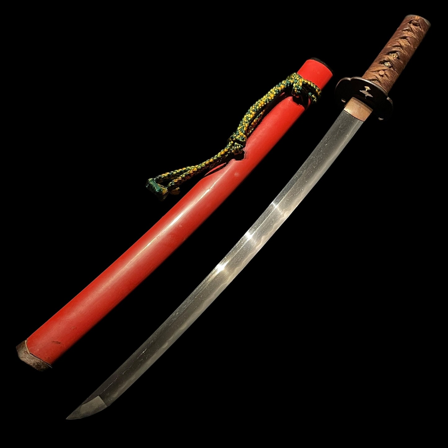 BAT FUCHIKASHIRA Red Wakizashi, with KOZUKA, Edo period mumei