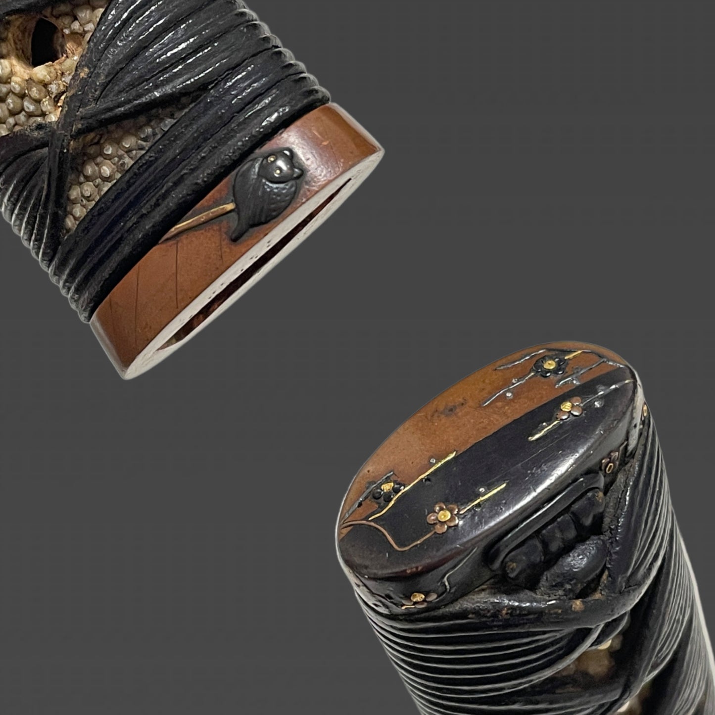 High-grade Fittings WAKIZASHI, Spider Menuki, Owl Fuchi, Edo period mumei