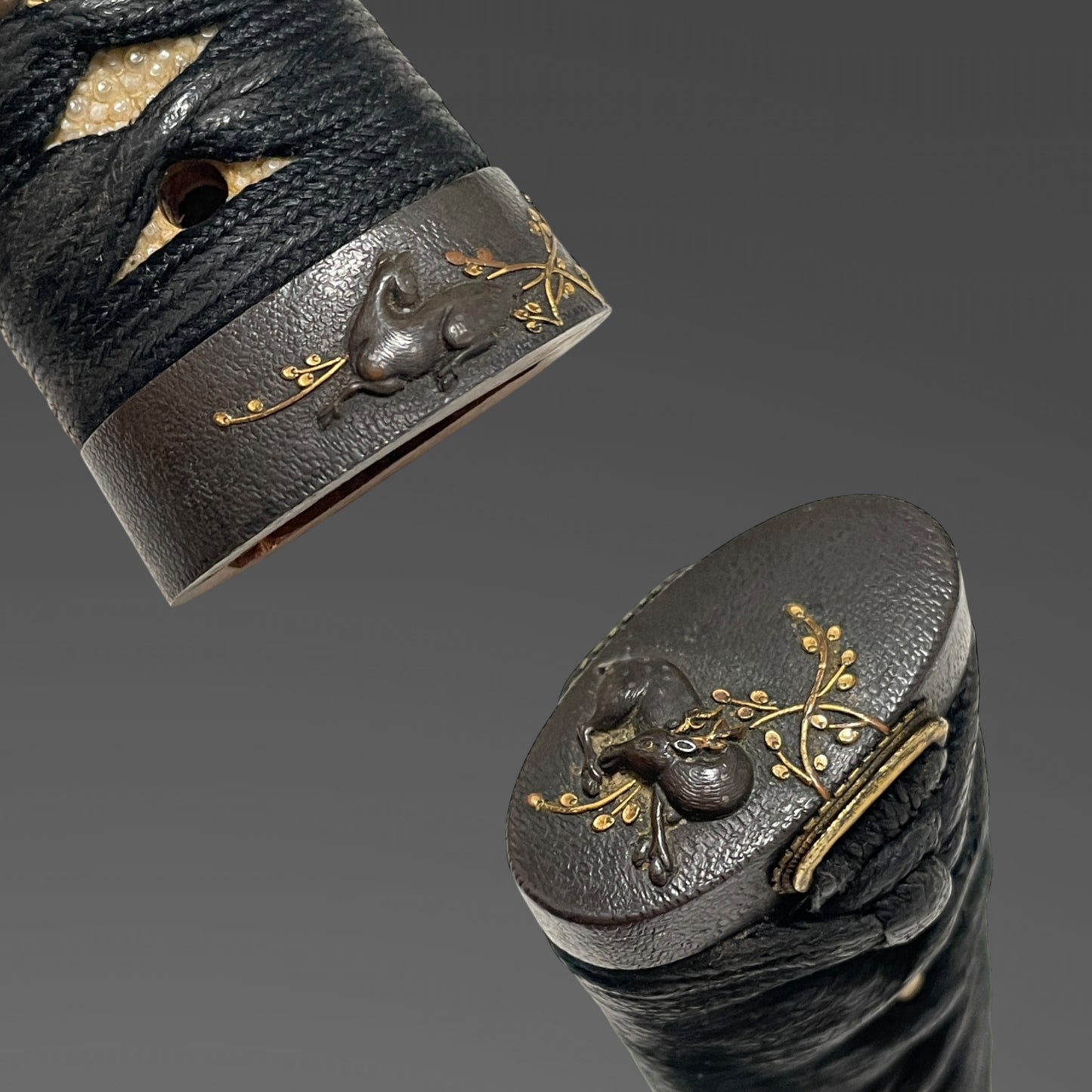 Deer Fuchikashira Thick TANTO, with Kozuka Kogai, Late Edo period mumei