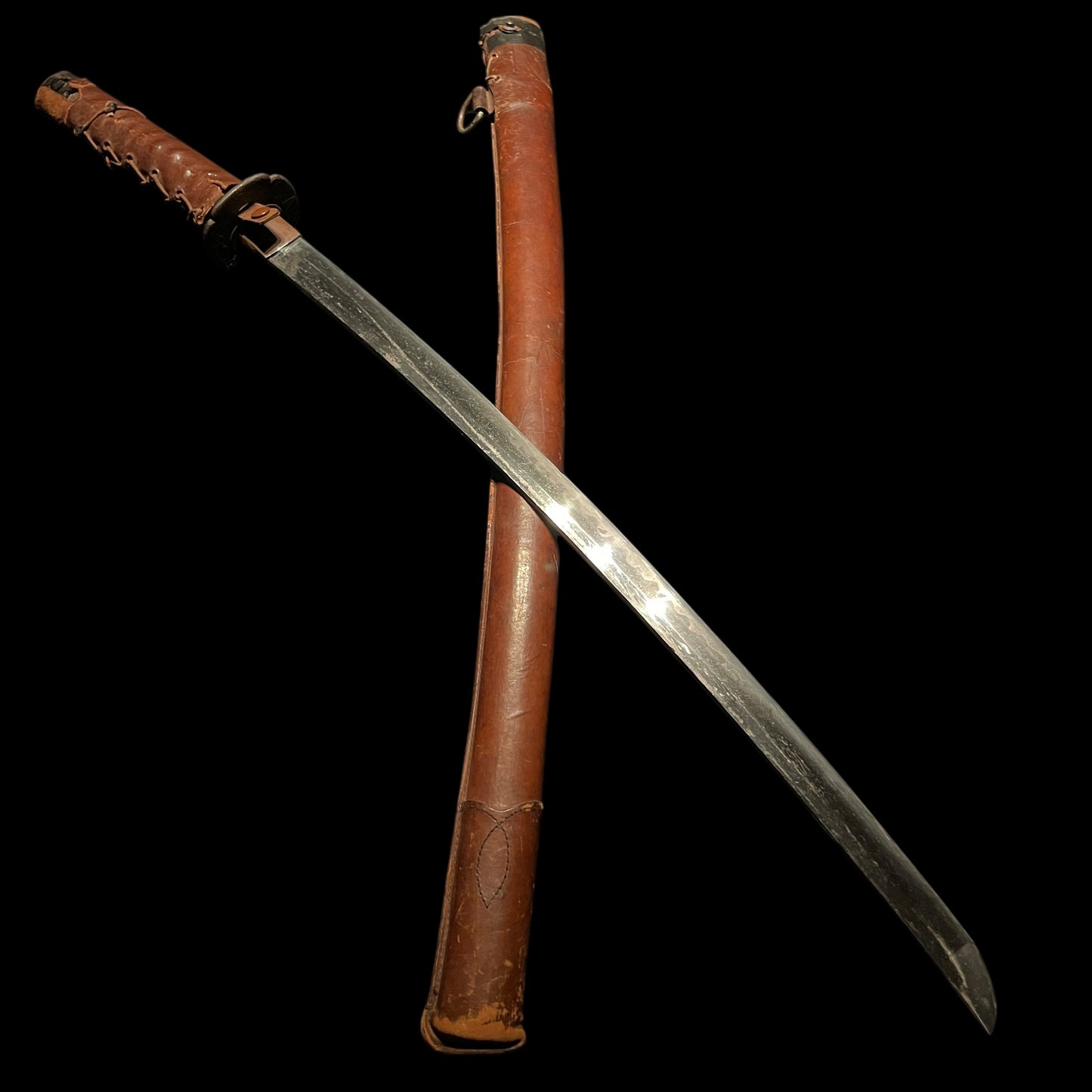 Ryakushiki GUNTO 略式軍刀, Leather Cover handle, Mouse Tsuba, WW2 Original