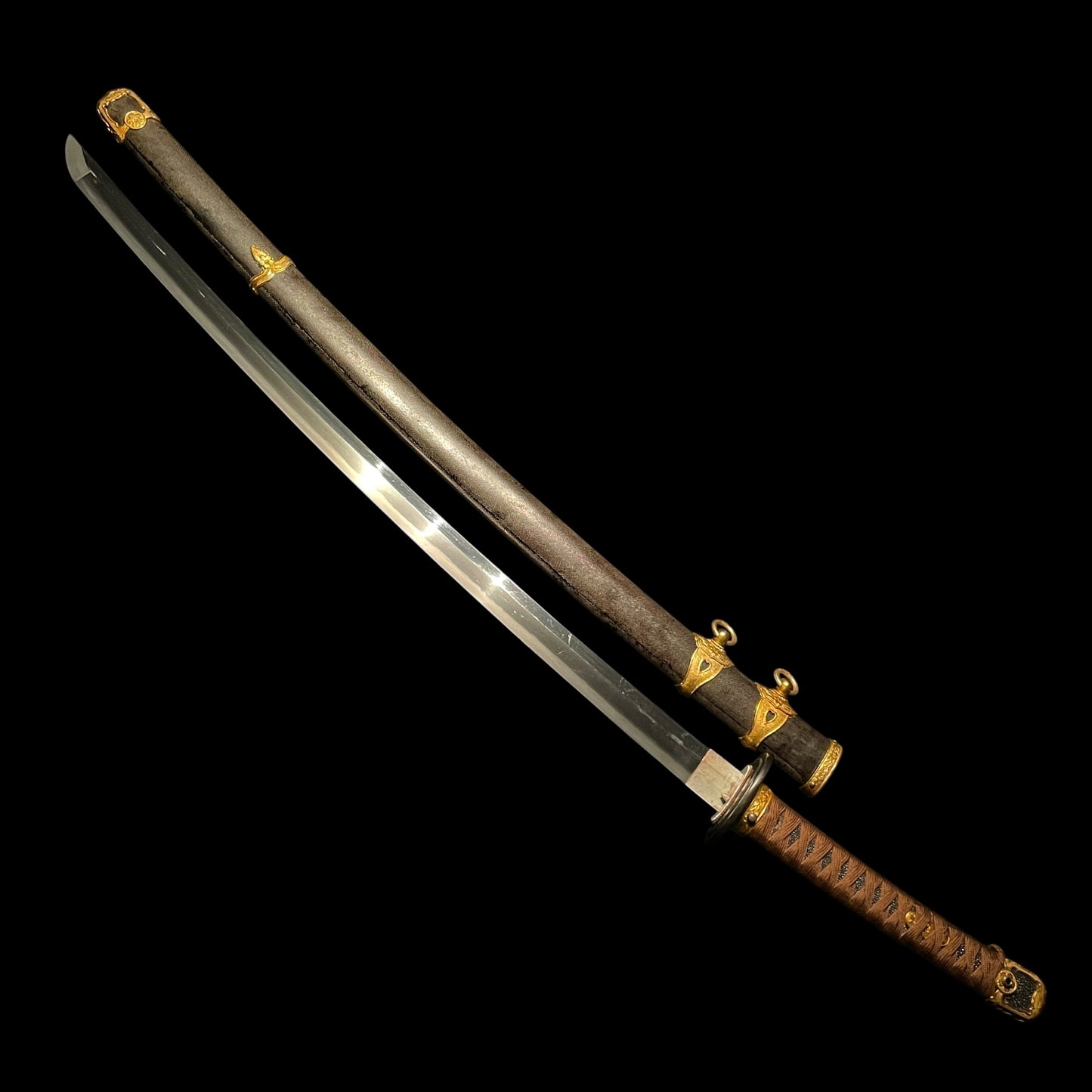 Navy GUNTO 海軍刀, Rayskin Scabbard, Serial number engraved, WW2 Japanese Officer Sword