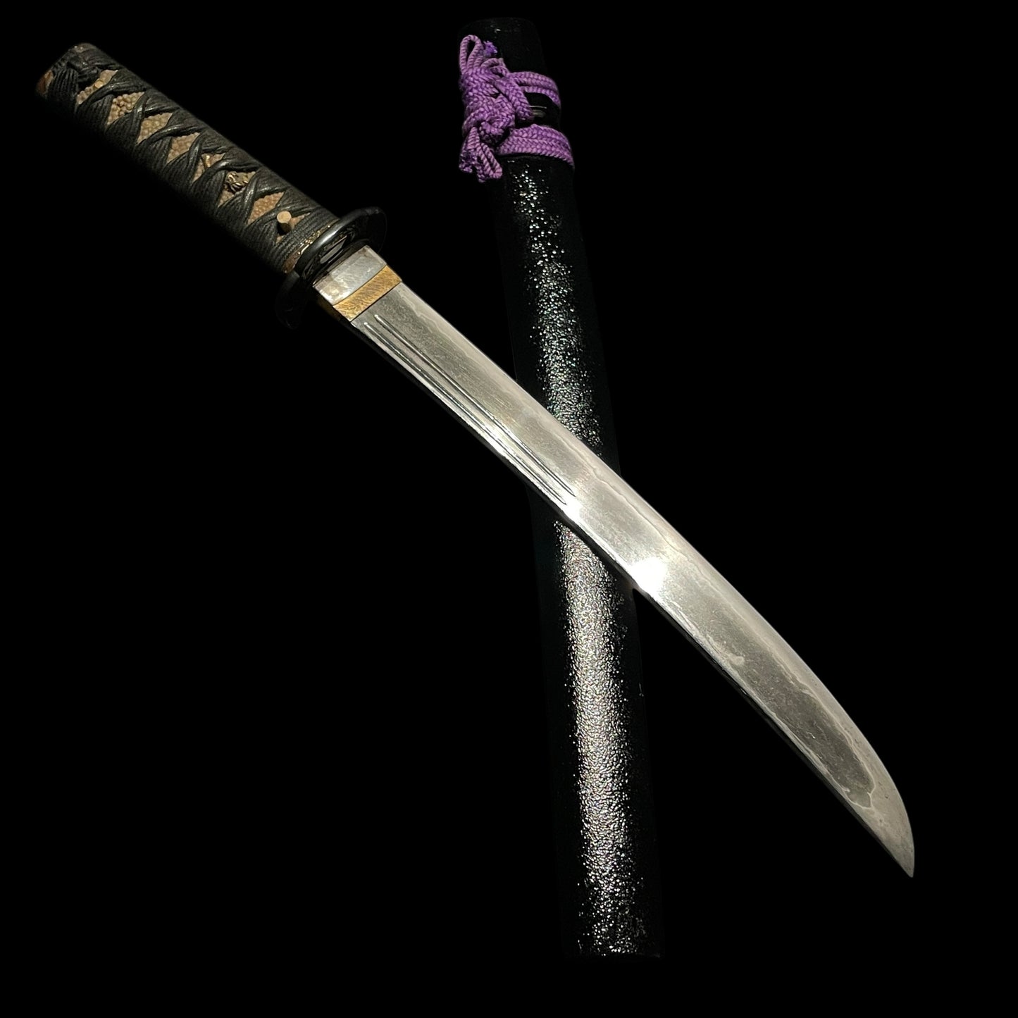 Sunnobi-TANTO 寸延短刀,Kokinko Moth Tsuba, Kabuto Fuchikashira, Edo period