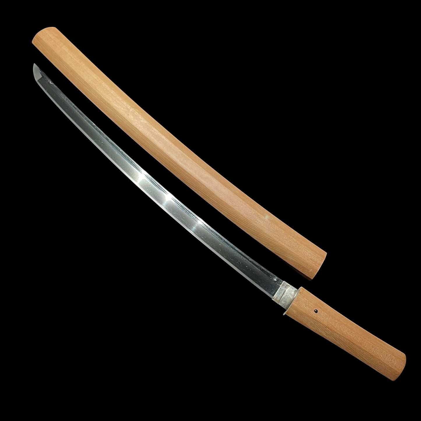 Bohi 棒樋, Suguha 直刃 Wakizashi in Shirasaya, Muromachi period mumei