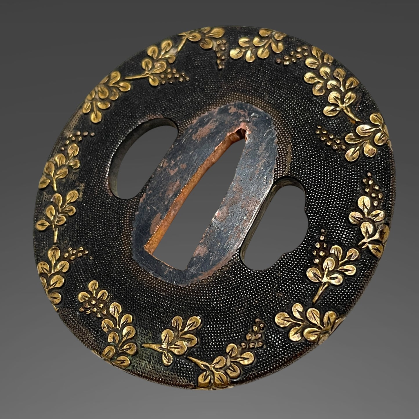 Butterfly Fittings Red Katana, Shakudo Flower Tsuba, Edo period mumei