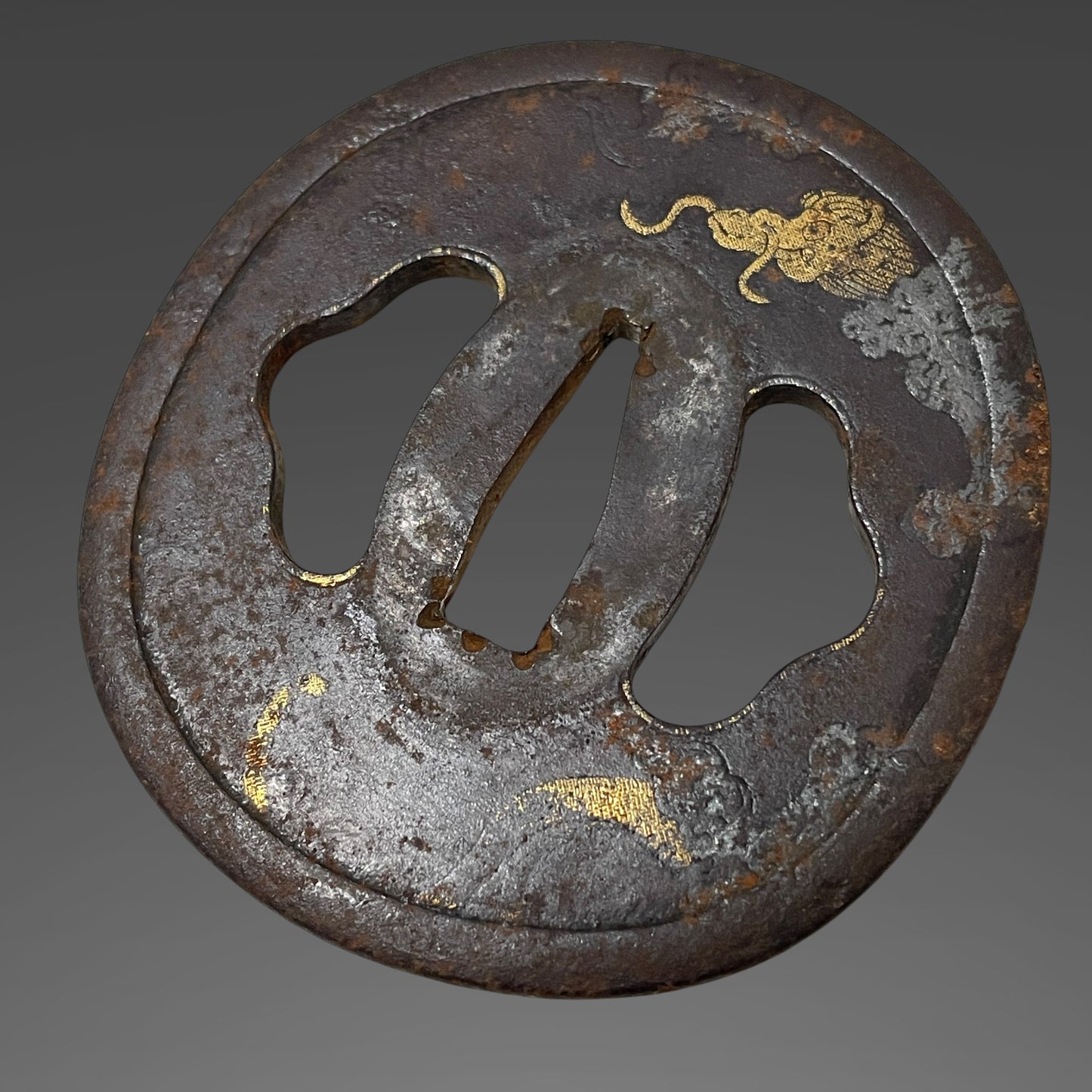 Kaenaga 兼長 signed Ryakushiki-GUNTO, 金棒 Kanabou Menuki, Dragon Tsuba