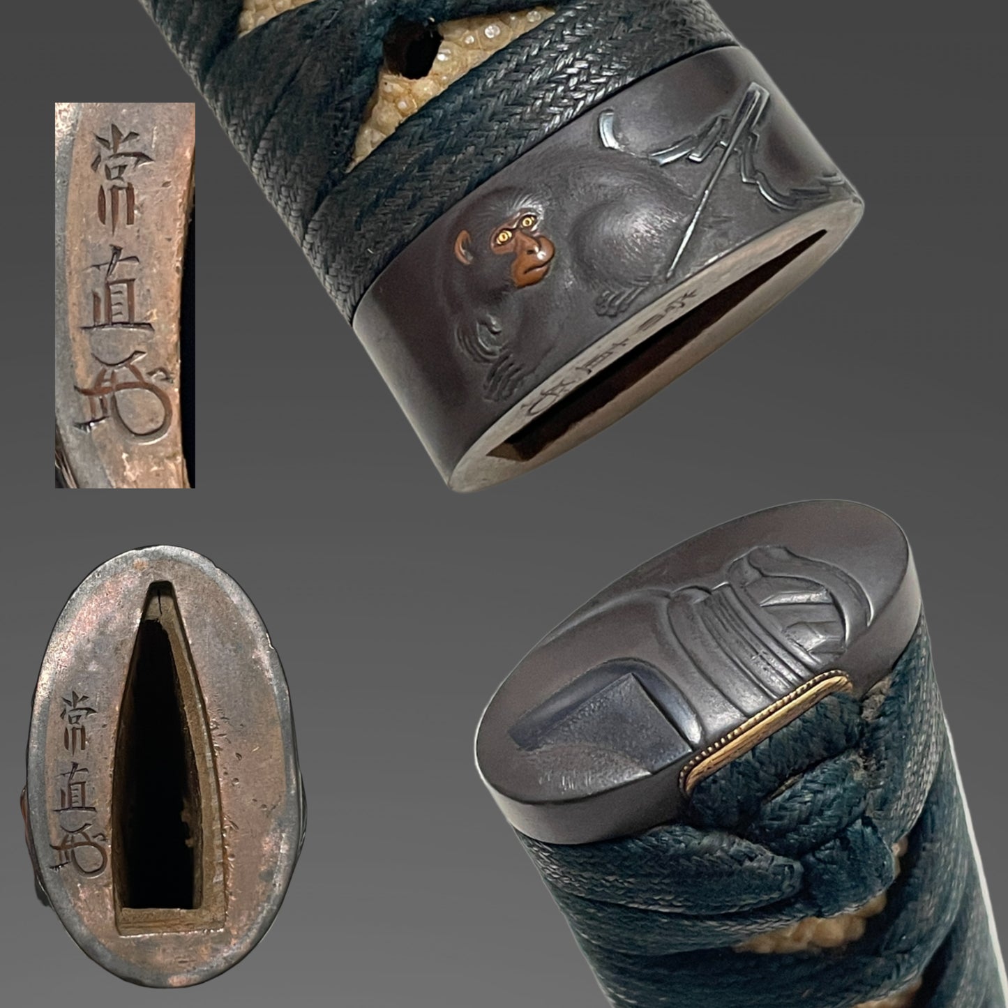 Bizenkokuosa 備前国長 signed Wakizashi, Monkey Fuchi, Mt.Fuji Kozuka, Muromachi period