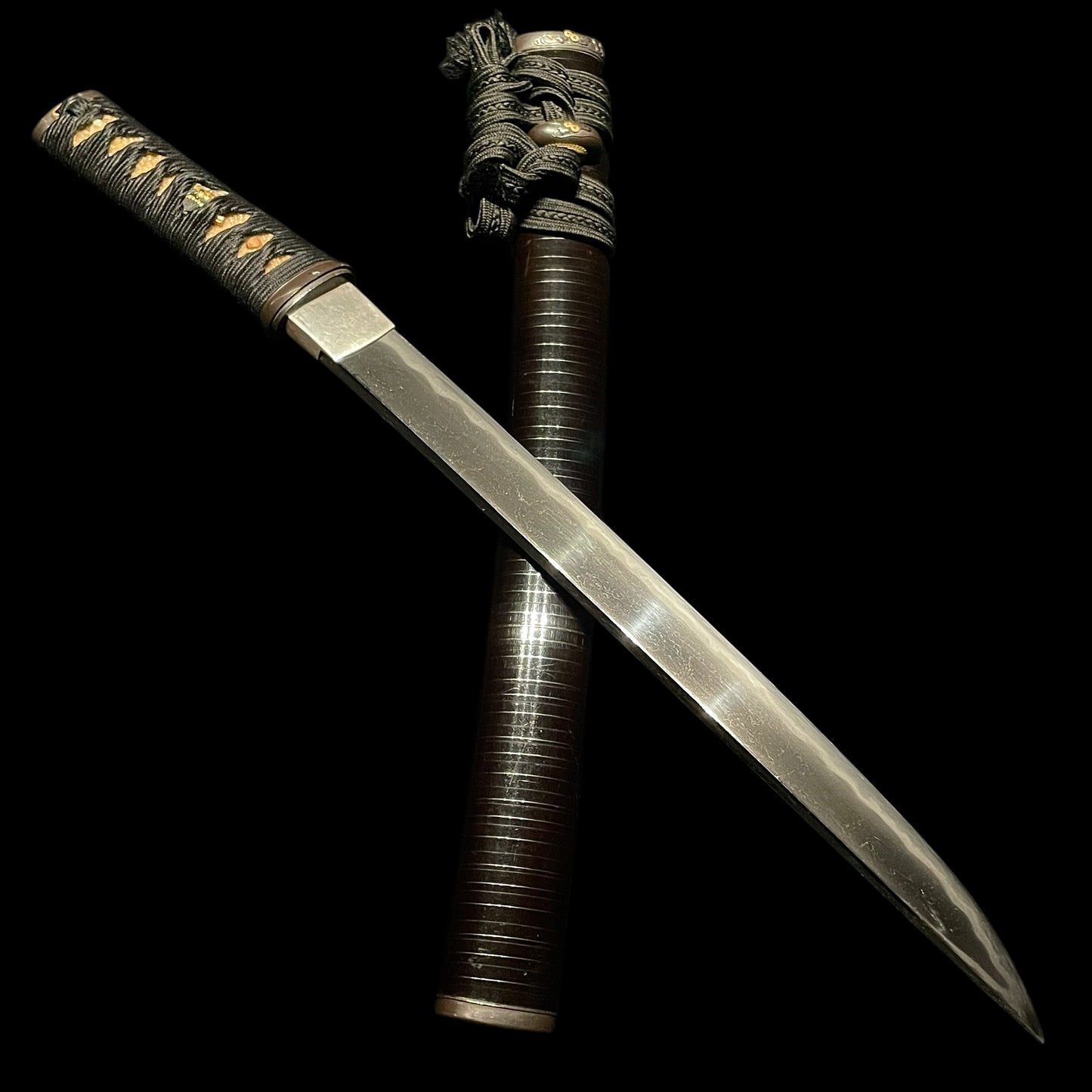 Aikuchi Koshirae Sunnobi-Tanto, Copper Kozuka, Sendankizami-Saya, Thick blade
