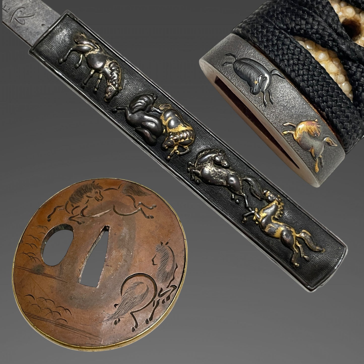 Honoto 奉納刀, Ominokami Hisamichi 1748s signed Wakizashi, Horse Fittings