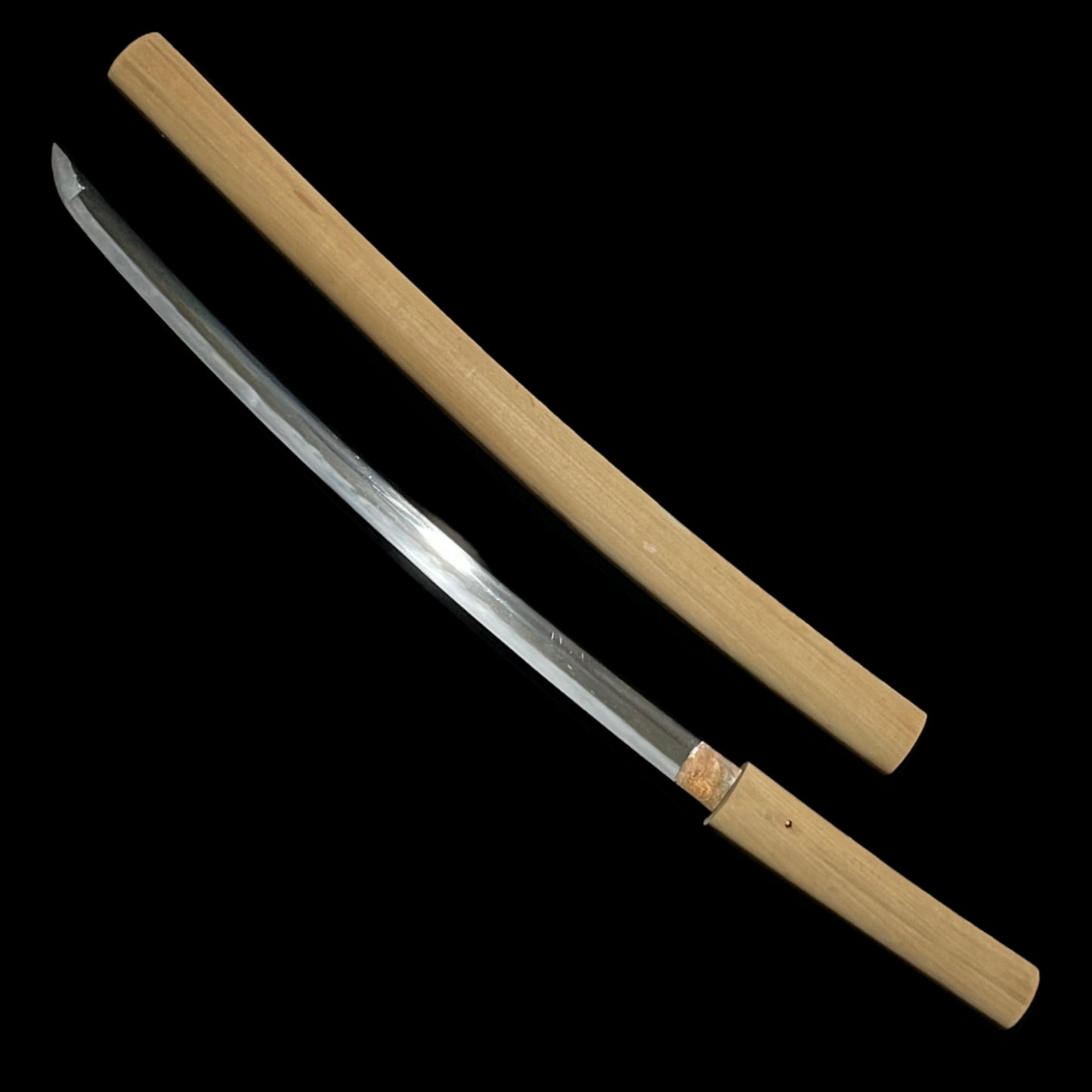 Komidare-Hamon Shirasaya Long Wakizashi, Edo period mumei