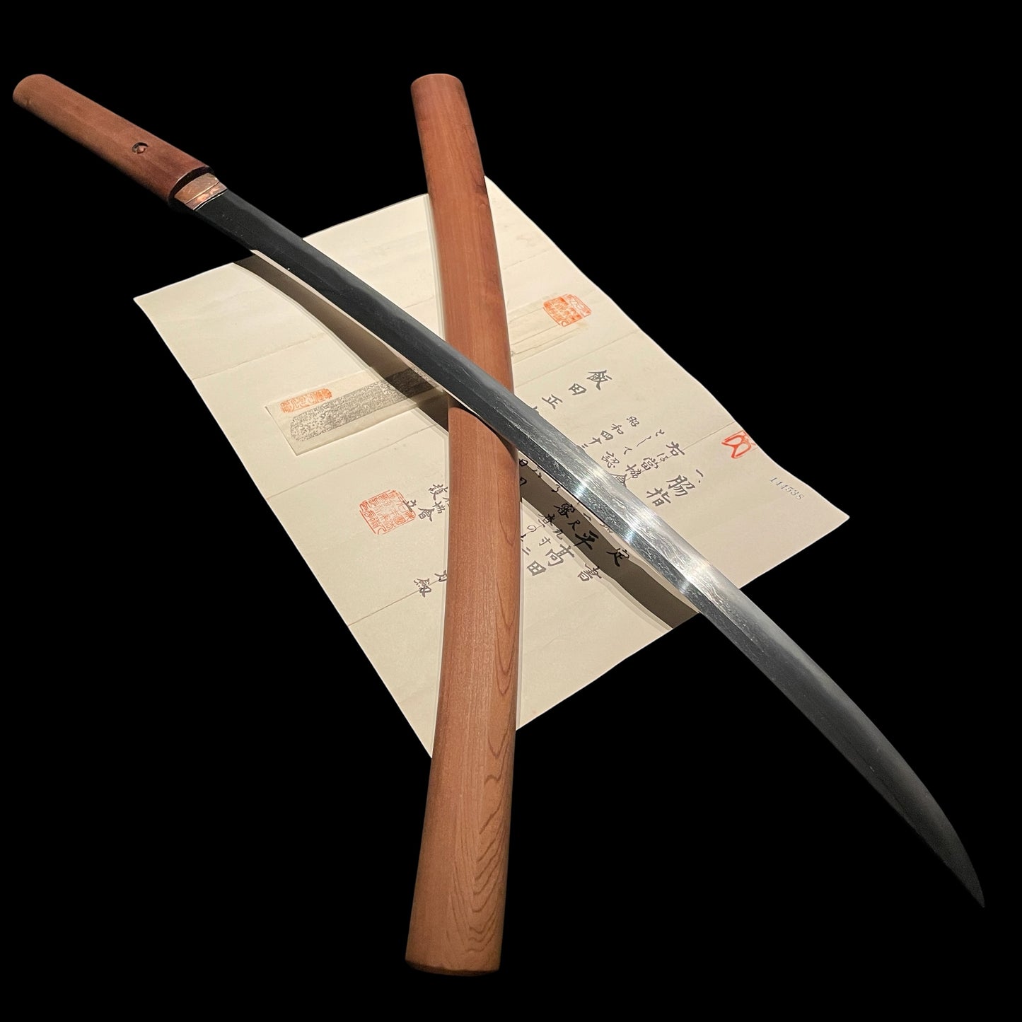 Long NAGAMAKI-NAOSHI 長巻直し Wakizashi, Taira Takada 平高田, Muromachi period, NBTHK Certificate
