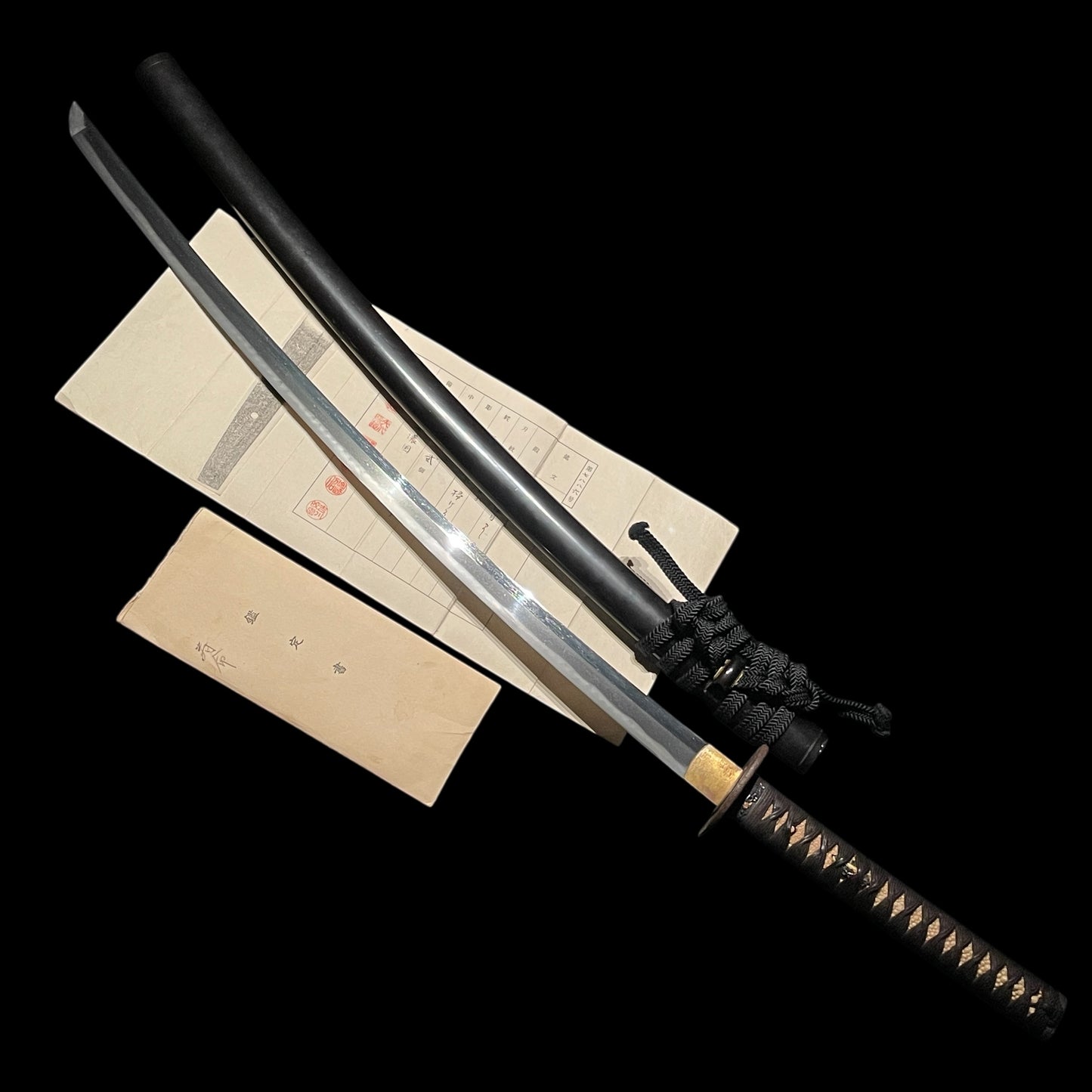 Shinto Jumyo 新刀寿命 KATANA, Nightingale and Plum Blossoms Fuchikashira, with Shirasaya