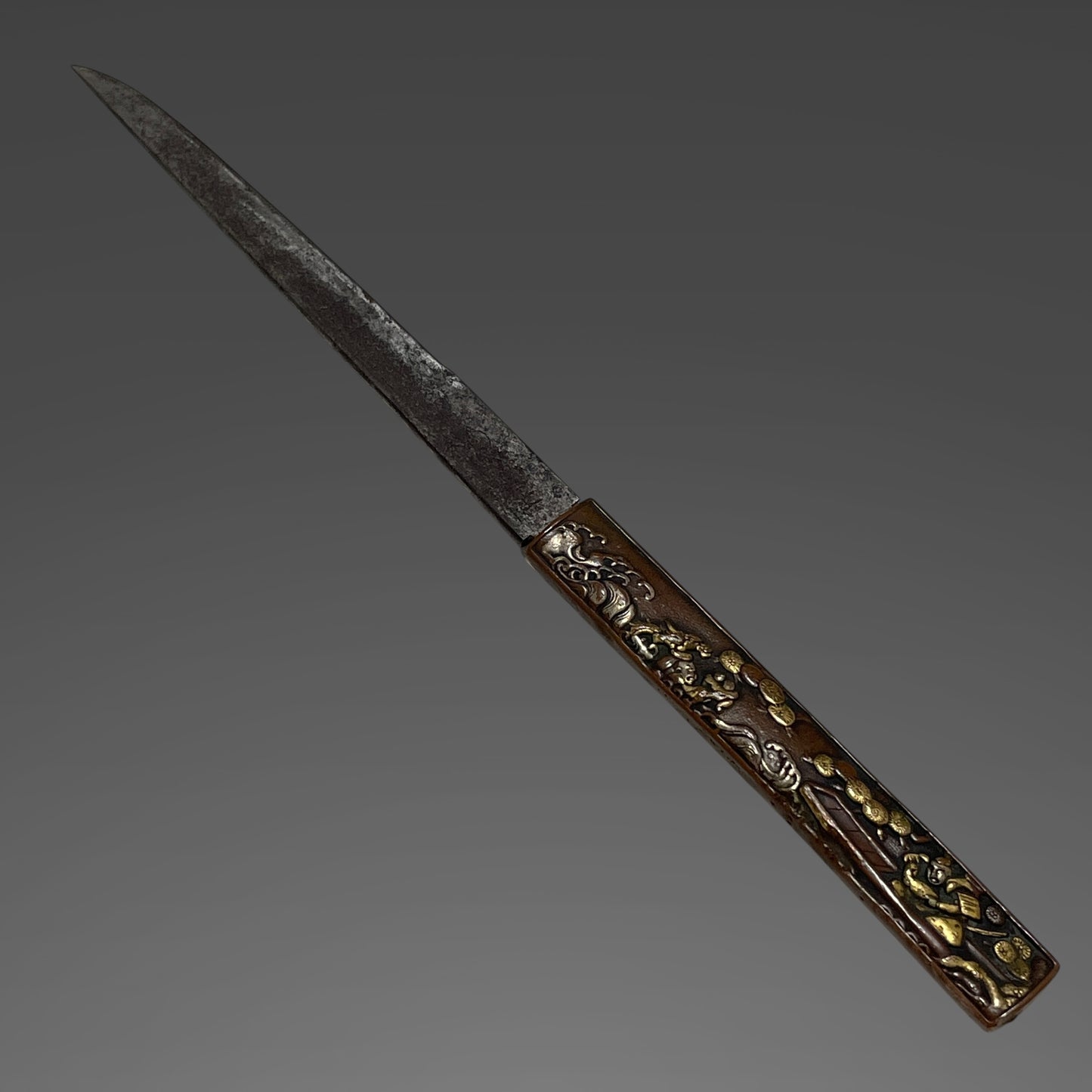 Shobuzukuri Wakizashi, Tiger Menuki, with Kozuka, Edo period mumei