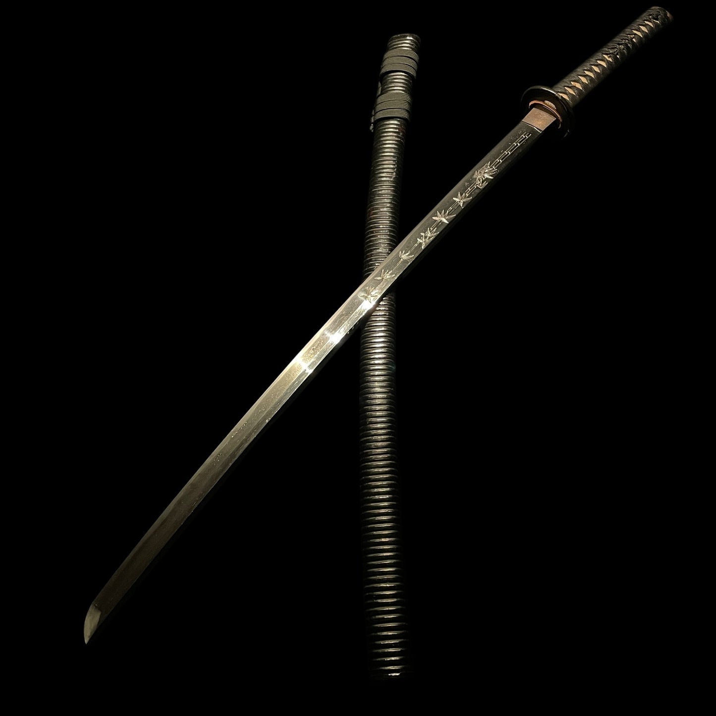 HIRIMONO 彫物 KATANA,笹竹 Sasatake Bamboo, Hizenkokuju Tadahiro 肥前國住忠廣 signed, Edo period