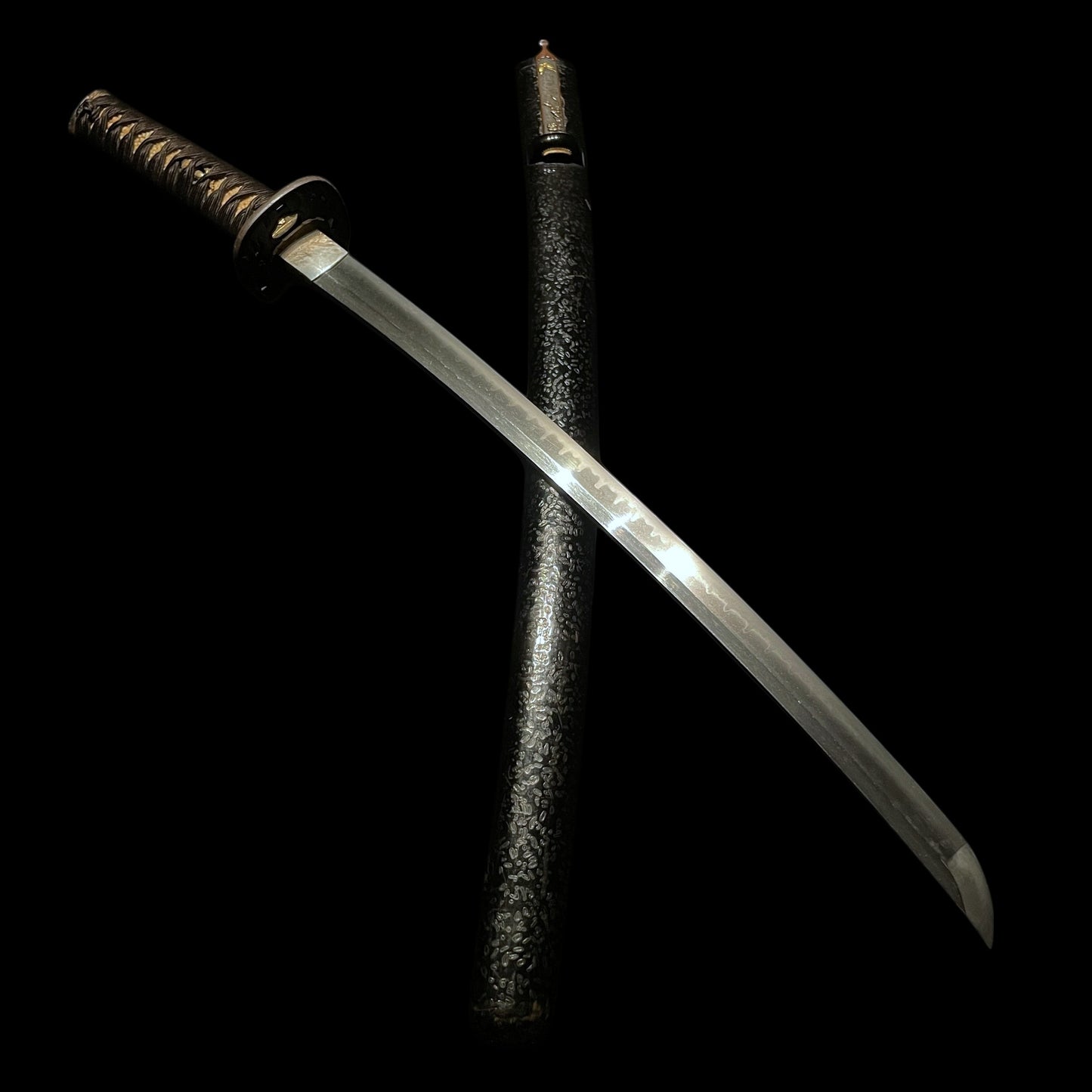 High-grade fittings Wakizashi, Ishiguro Masatsune signed Fuchi, with Kozuka Kogai