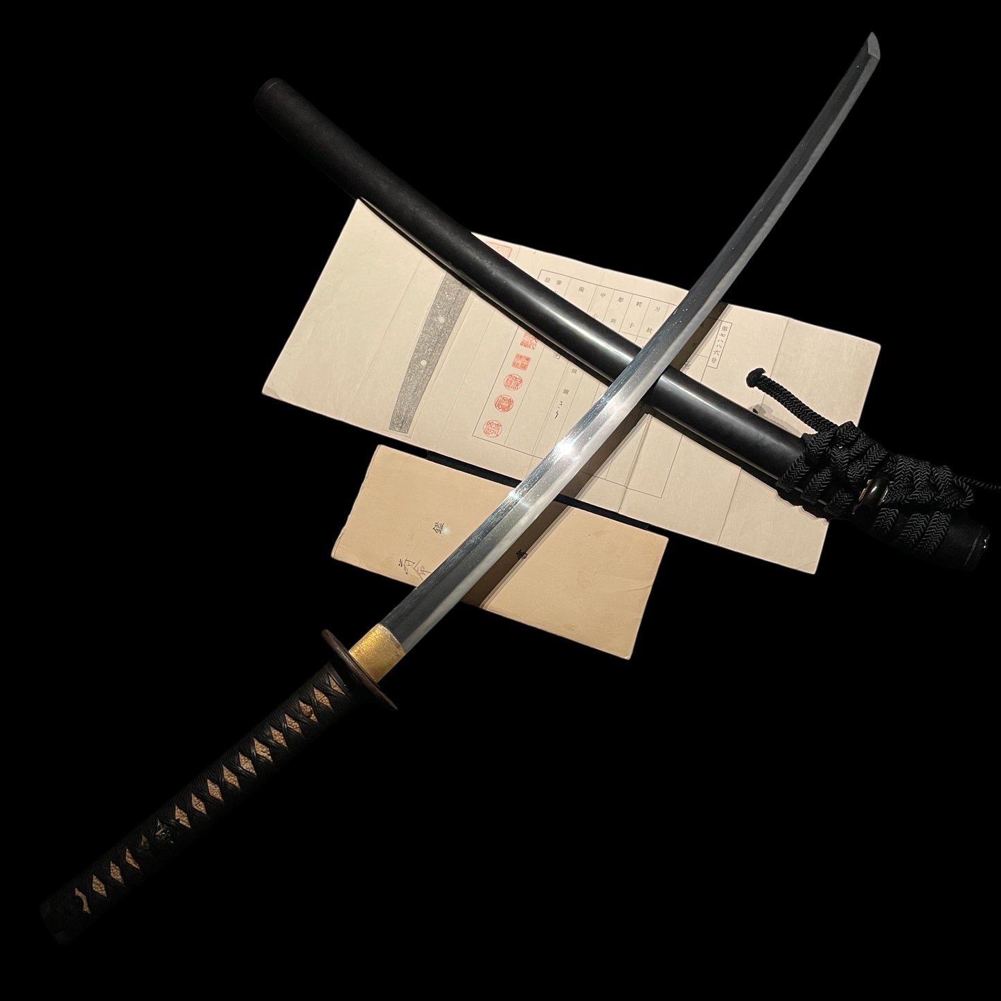 Shinto Jumyo 新刀寿命 KATANA, Nightingale and Plum Blossoms Fuchikashira, with Shirasaya