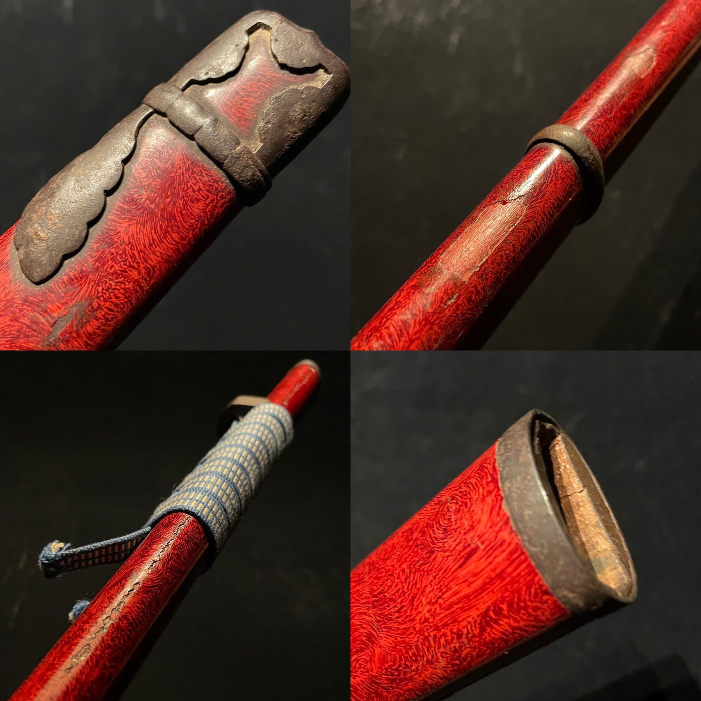 Daishō 大小, Red Handachi Koshirae 朱鞘半太刀拵え, KATANA and WAKIZASHI