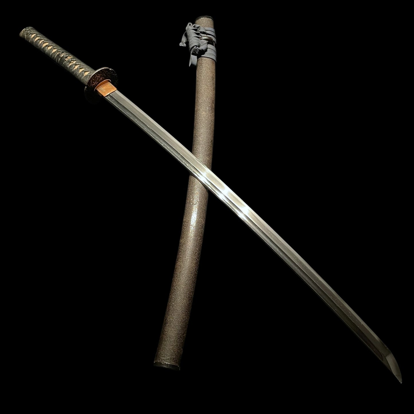Bohi 棒樋 KATANA, Gold inlay TSUBA, Edo period mumei