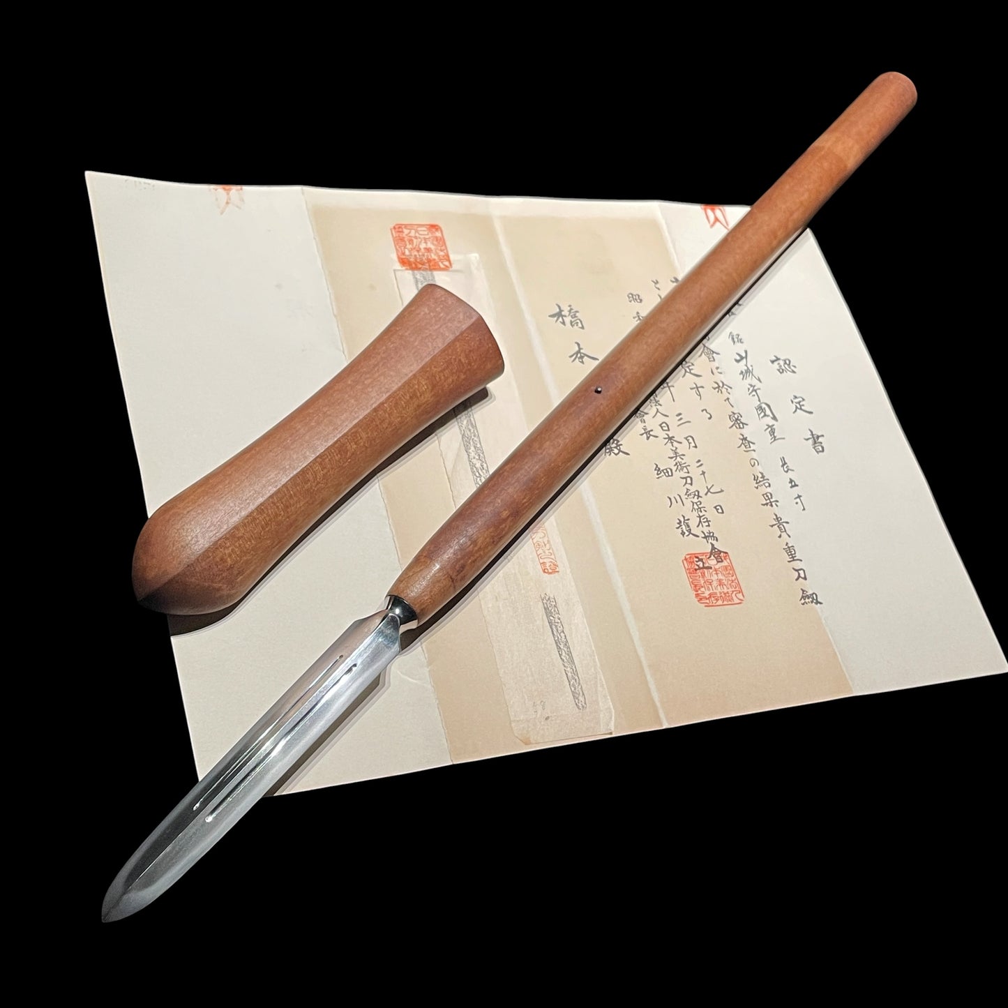 Ryoshinogi-Yari 両鎬槍, Yamashironokami Kunishige 山城守国重 signed, Early Edo