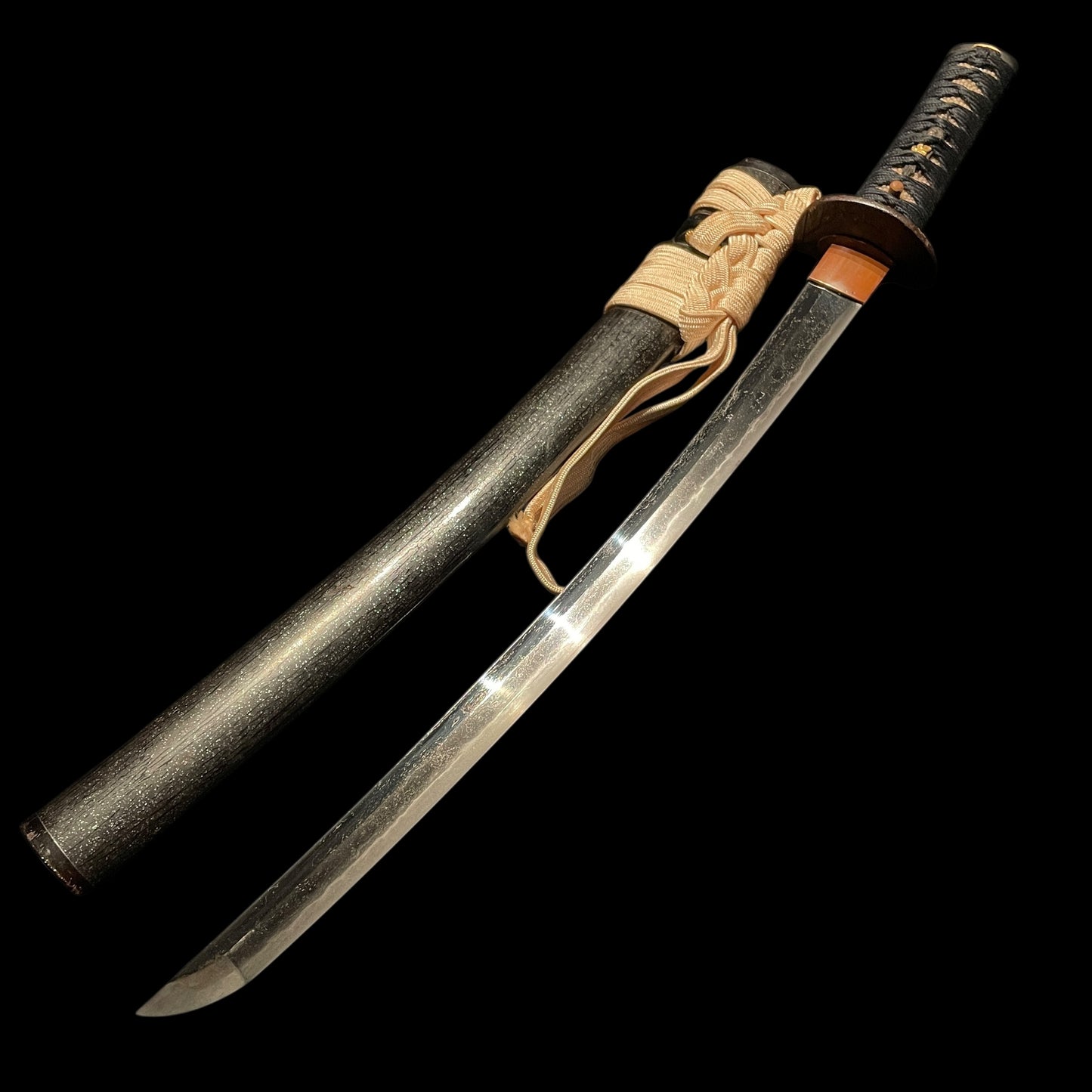 Short Wakizashi Flower Fuchikashira and Menuki, Edo period mumei