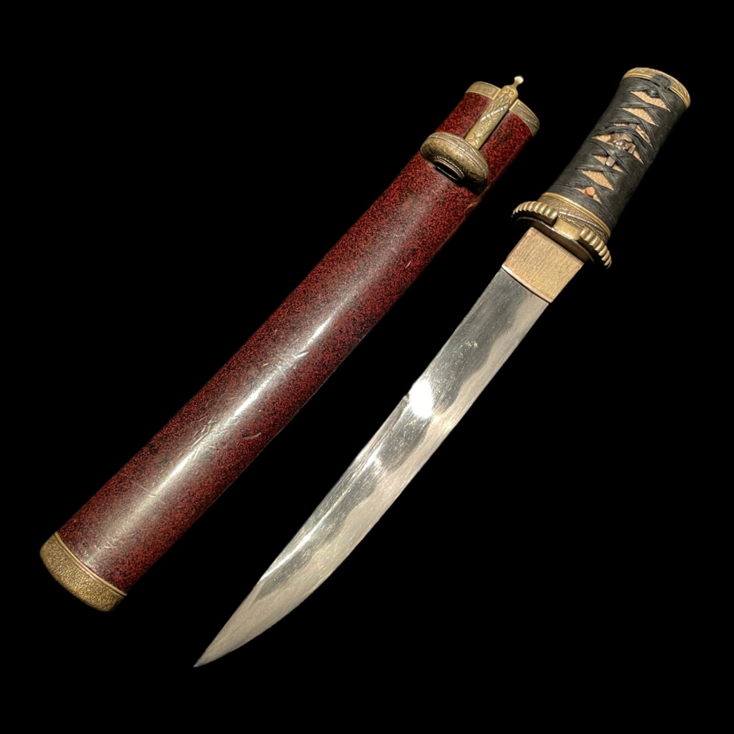 Red Matsushiro TANTO Unokubi Style, with KOZUKA KOGAI, Edo period mumei