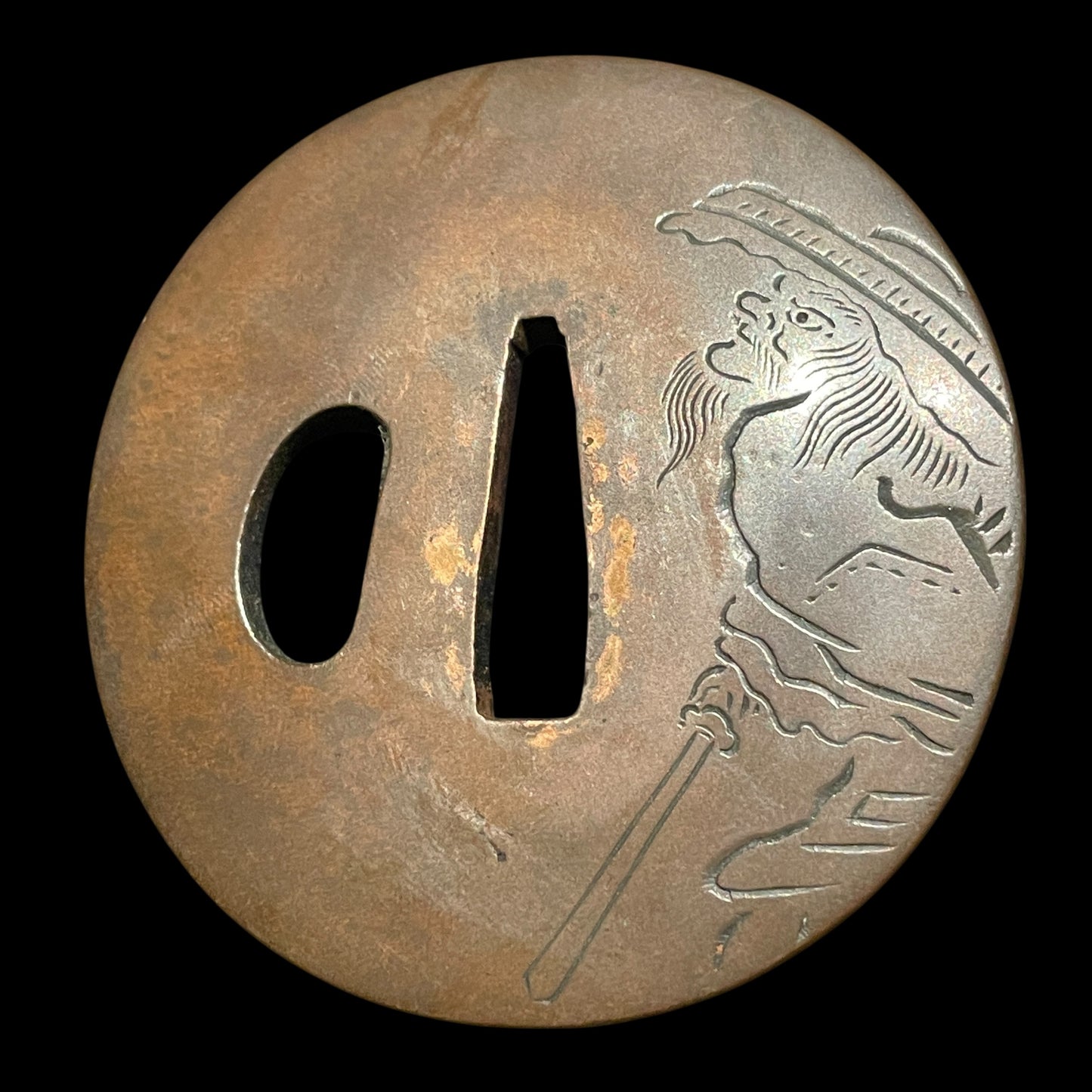 Long Wakizashi, Copper Tsuba, Shibuichi Fuchikashira, Edo period mumei