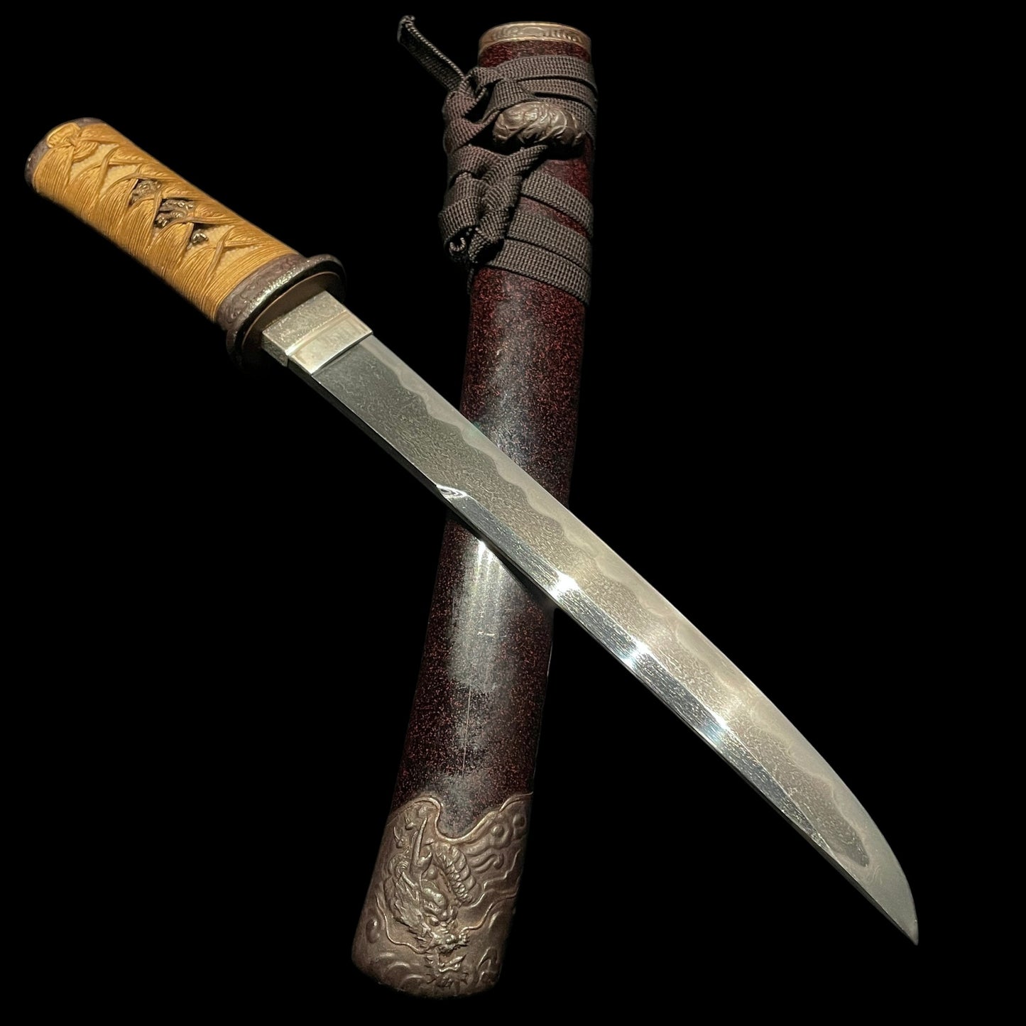 Dragon Fittings Unokubi TANTO, Moritsugu 守次 signed, with Kozuka, Late Edo period