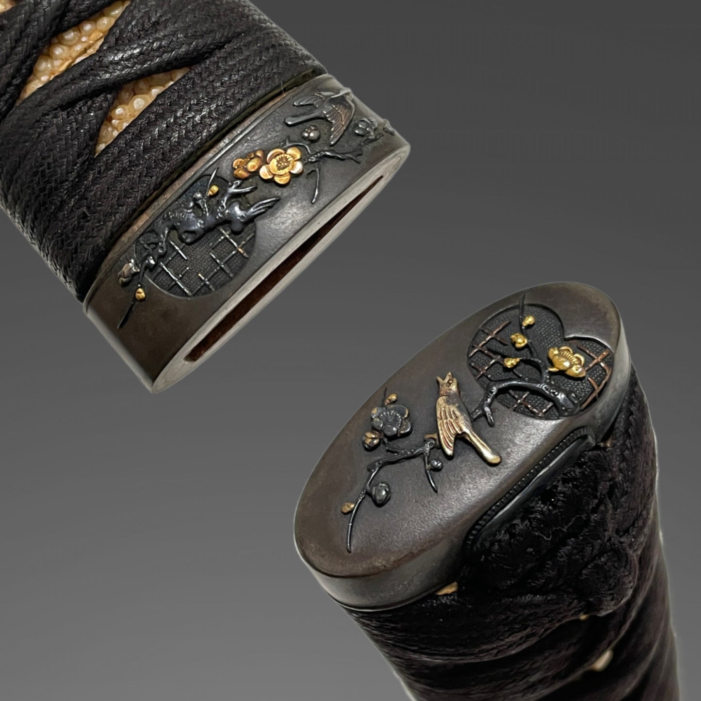 Shinto Jumyo 新刀寿命 KATANA, Nightingale and Plum Blossoms Fuchikashira, with Shirasaya