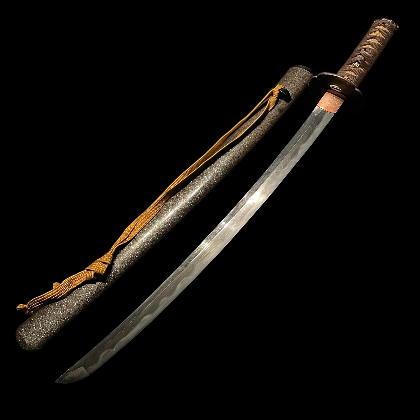 Takadaju Yukimitsu 高田住行光 signed Wakizashi, Guribori 倶利彫り Kashira, Sadatoshi signed Fuchi