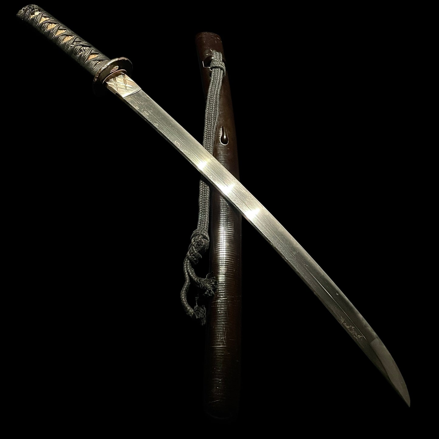 Ookissaki 大切先 Wakizashi, Dragon Fuchikashira, 因州住壽正 signed Kozuka, Edo period mumei