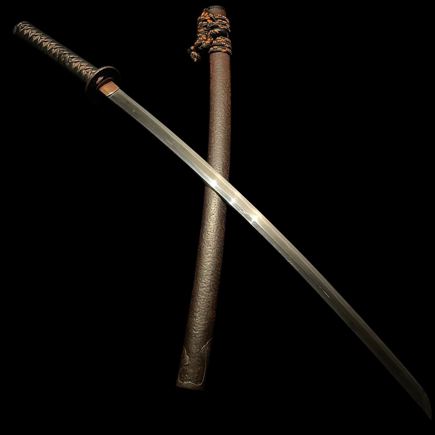 Minamoto Sae 源左衛 signed KATANA, Shakudo Myoga Menuki, Iron Fittings, Muromachi period
