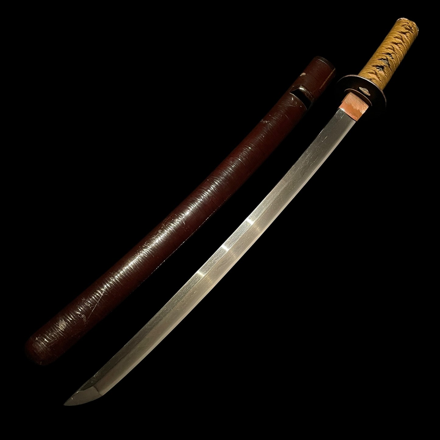Komei Tadahiro saku 古銘忠廣作 signed Wakizashi, Homarekizu 誉傷 Raijin 雷神 Kozuka, Edo period
