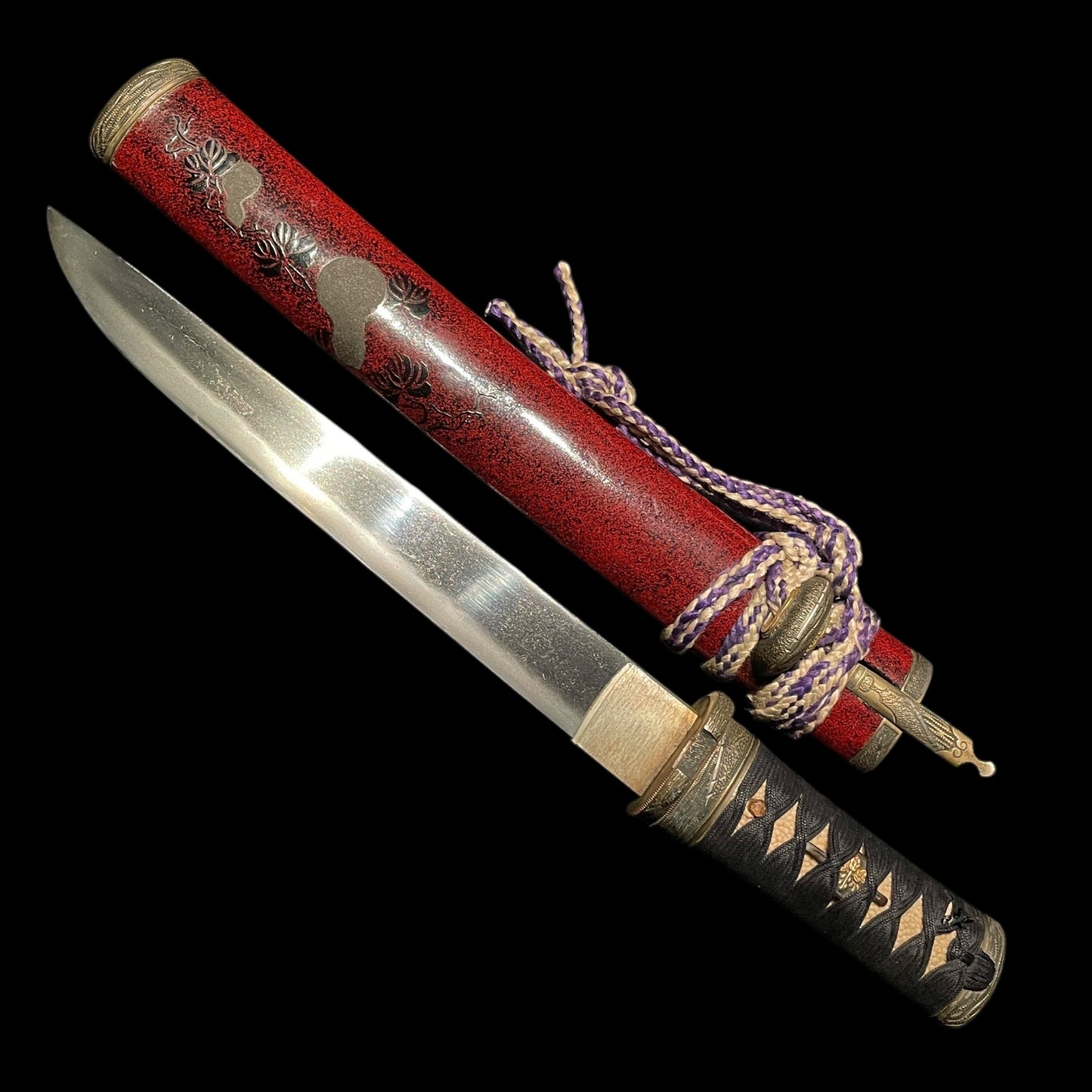 Red TANTO Matsushiro Koshirae 松代拵, with Kozuka Kogai, Late edo period