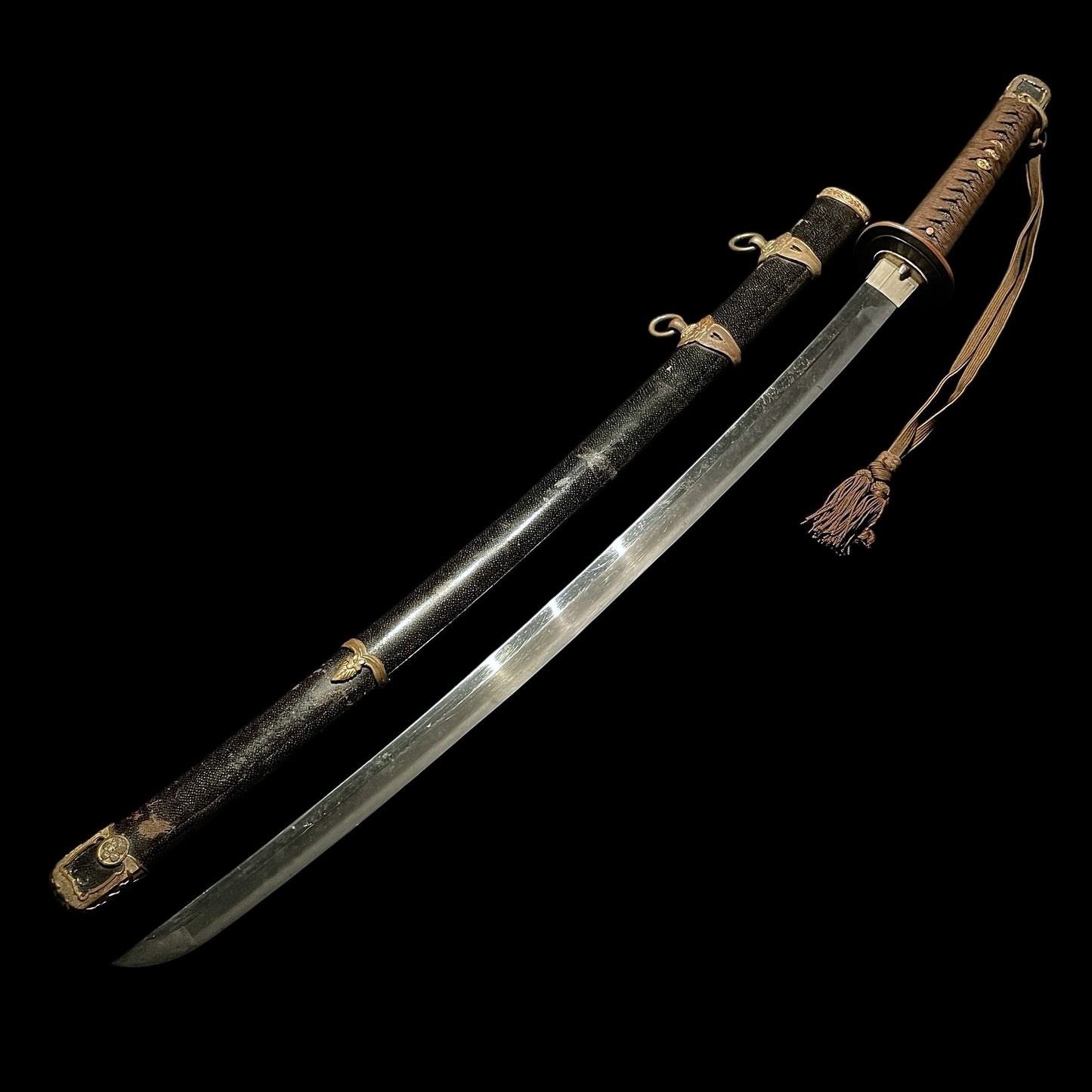 NAVY GUNTO 海軍刀, Rayskin Scabbard, with Tassel, WW2 Original, Japanese Officer Sword