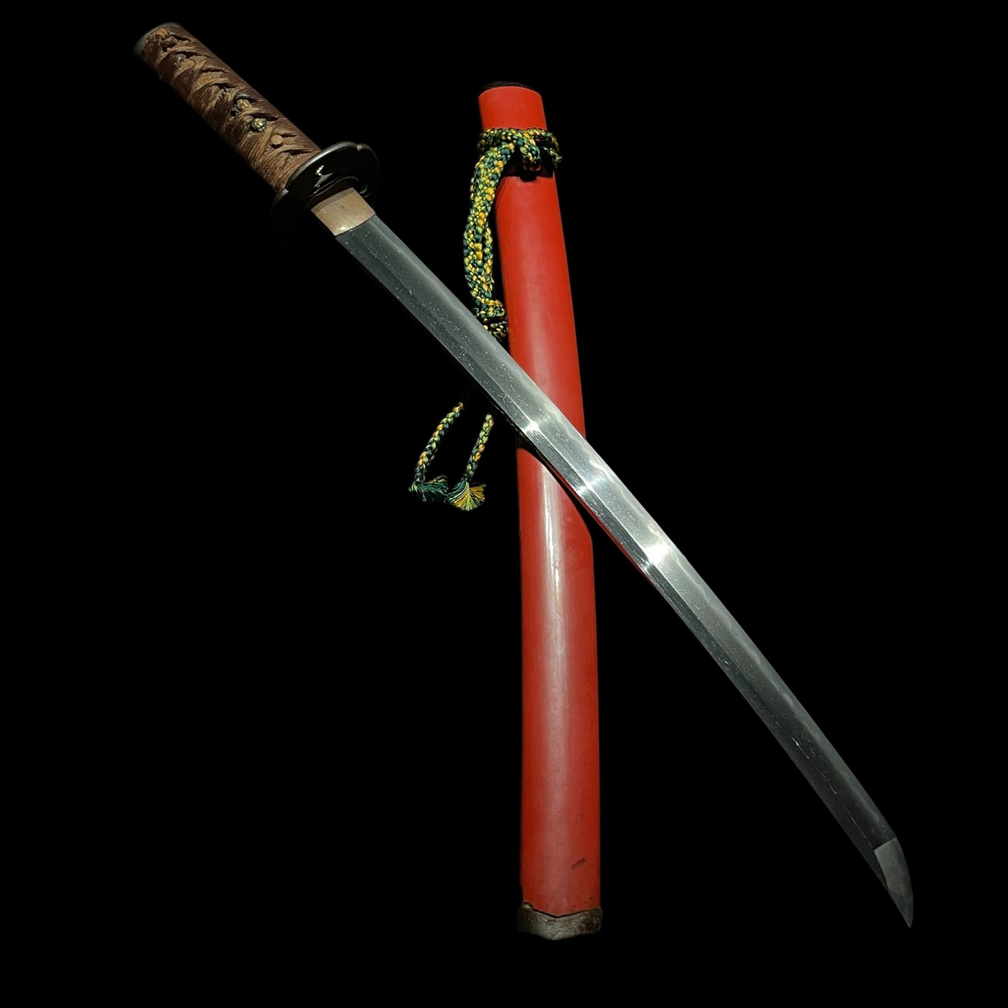 BAT FUCHIKASHIRA Red Wakizashi, with KOZUKA, Edo period mumei