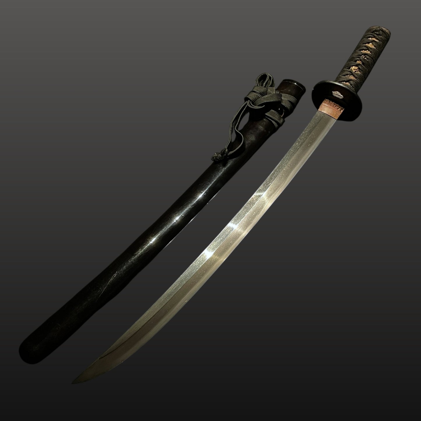 Bell cricket Fuchikashira 鈴虫縁頭, Shobuzukuri Long WAKIZASHI, Edo period mumei